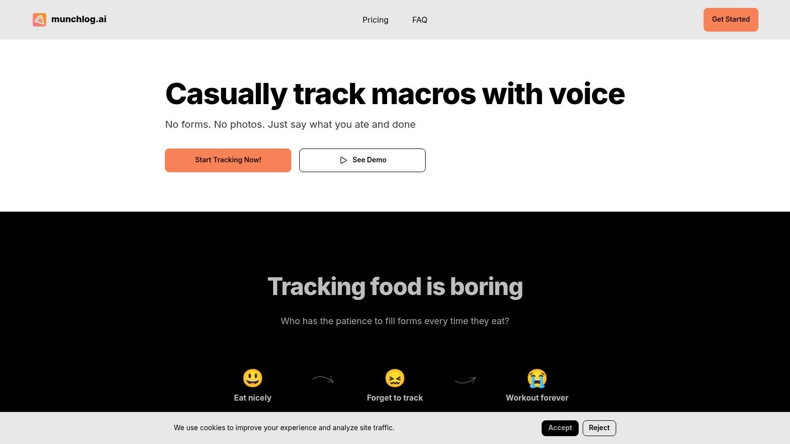 munchlog.ai interface showing voice logging and macro breakdown