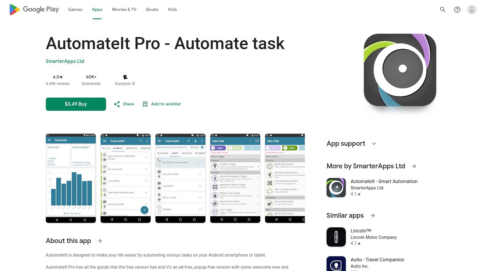 AutomateIt Pro – Google Play listing