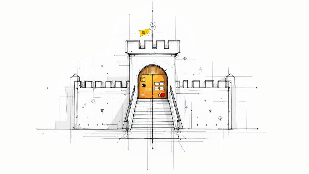 A secure digital padlock icon symbolizing data protection and PCI DSS compliance.