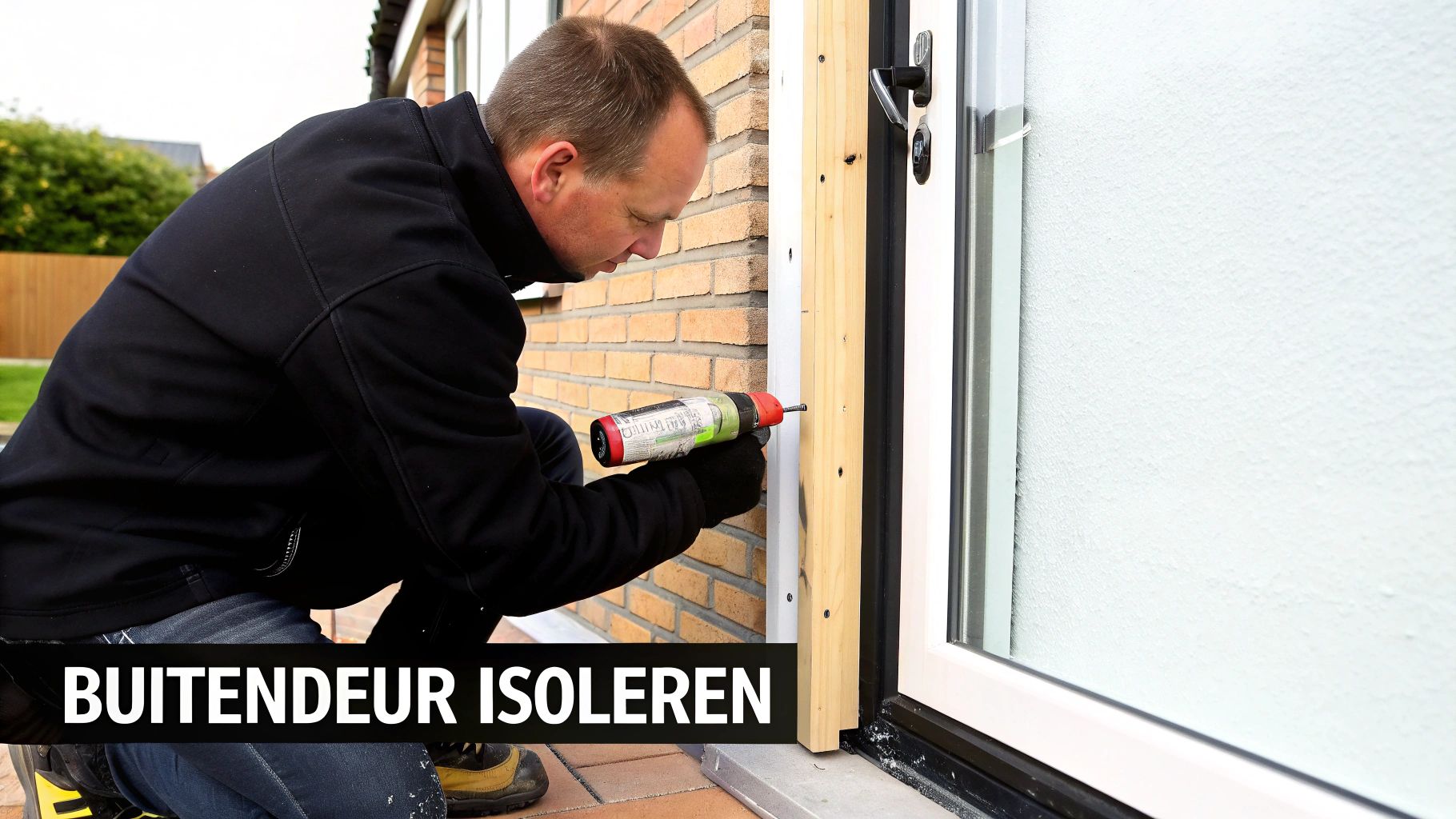 Een buitendeur die wordt geïnstalleerd in een moderne woning