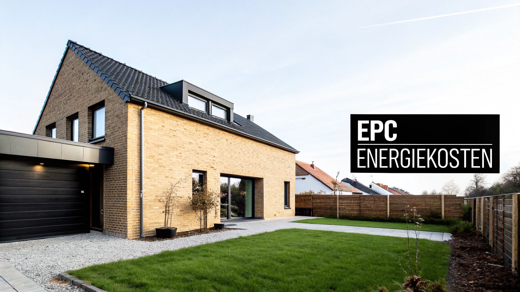 Een energielabel met een hand die naar de meest energiezuinige score wijst