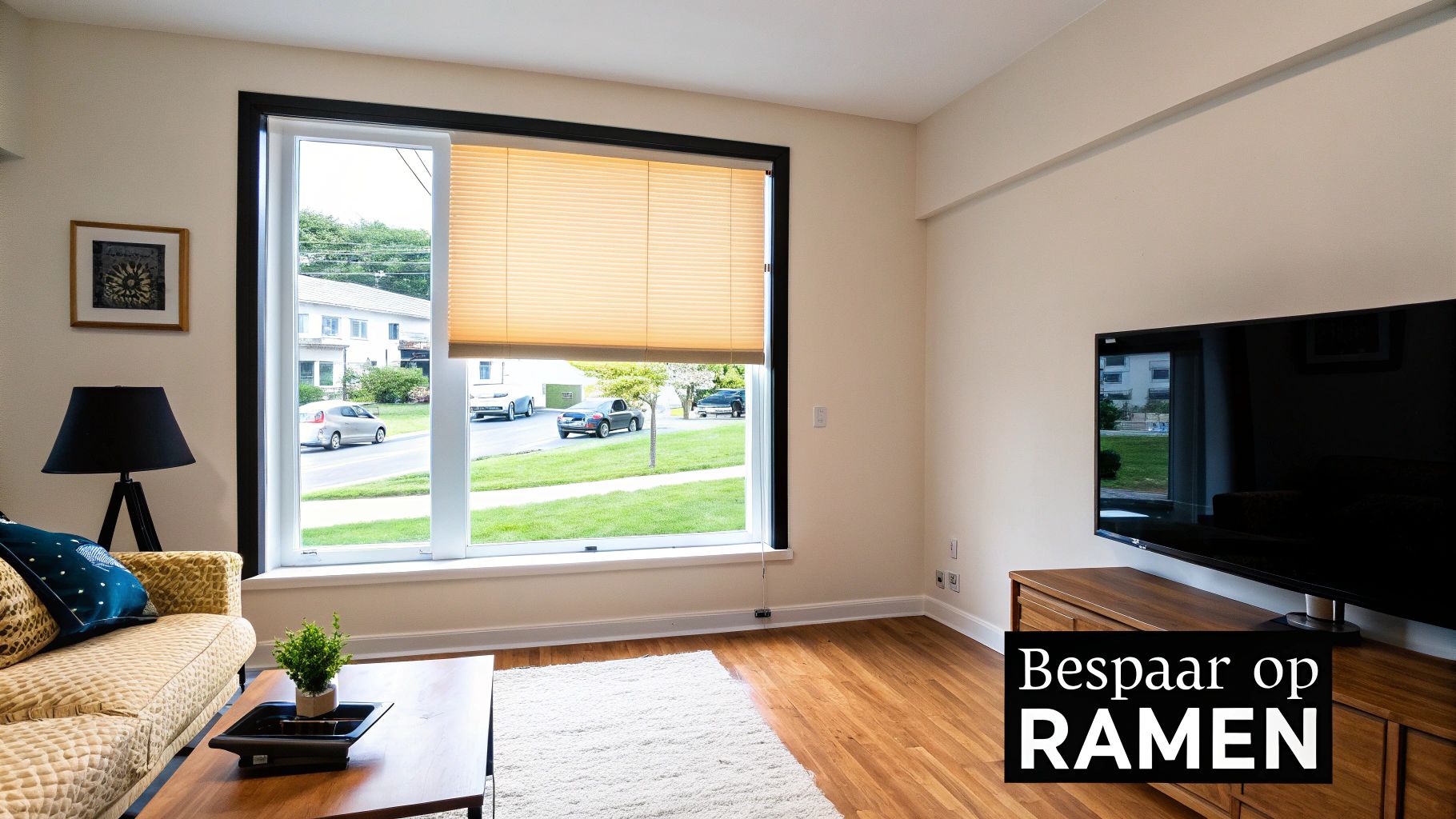 Close-up van een modern raam met hoogrendementsglas