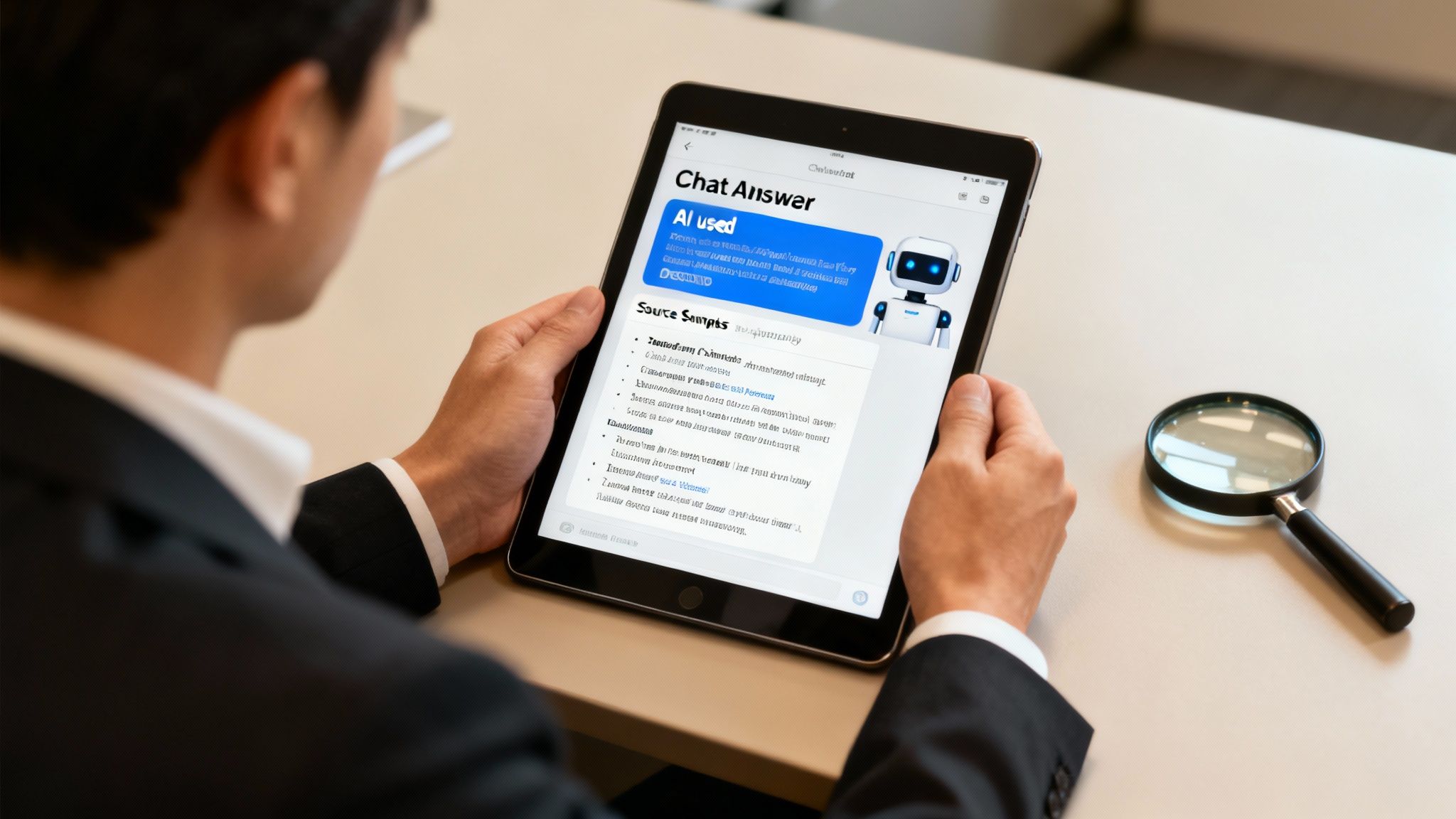 Chatbots, copyright and compliance: the legal future of AI tools 6 A person's hand interacting with a holographic interface, symbolising human control over AI technology.