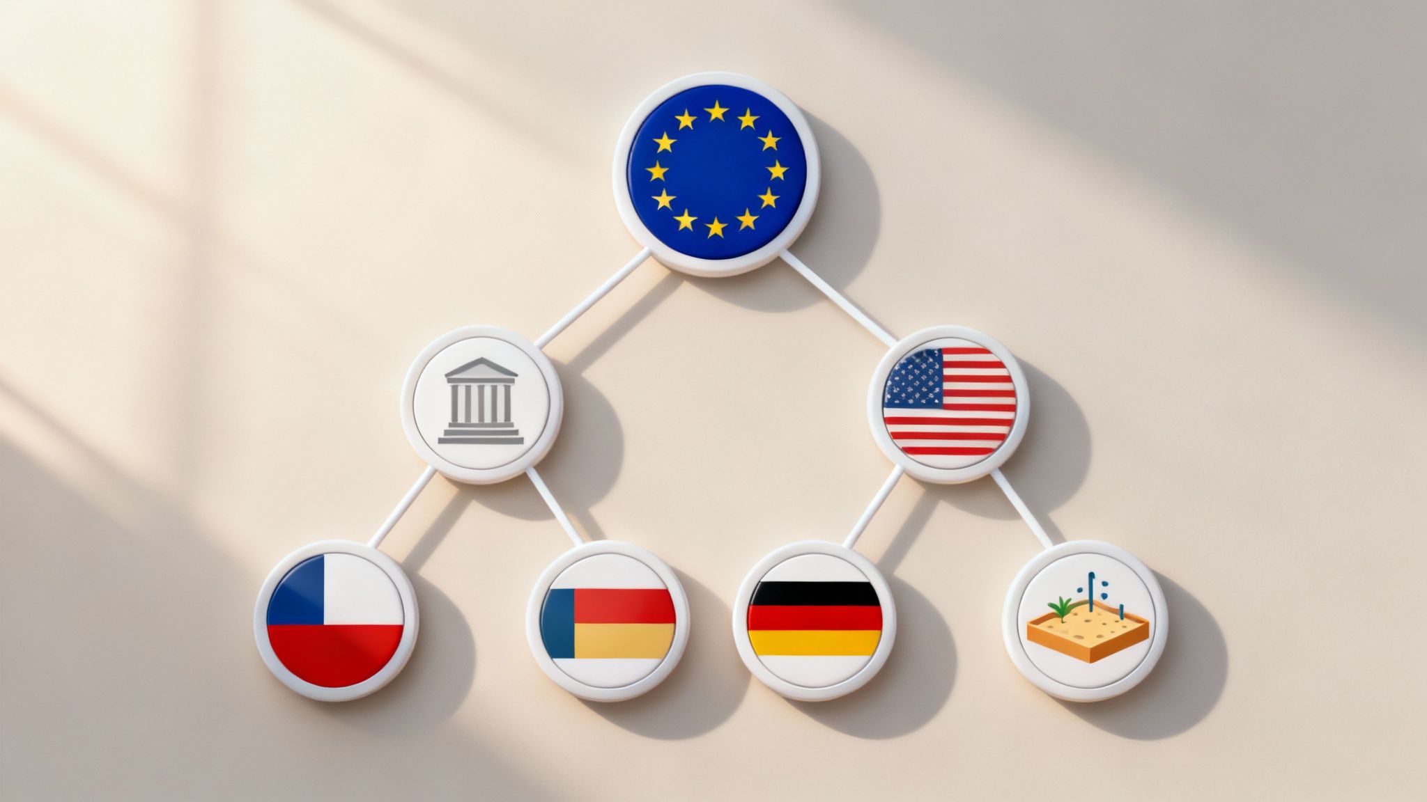 An architectural photo of a modern government building, symbolising the structured governance and enforcement bodies overseeing the EU AI Act.