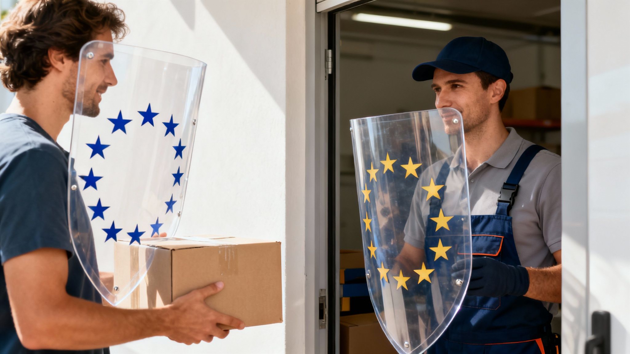 Een consument die online winkelt op een laptop, wat de relevantie van Rome I voor e-commerce benadrukt.