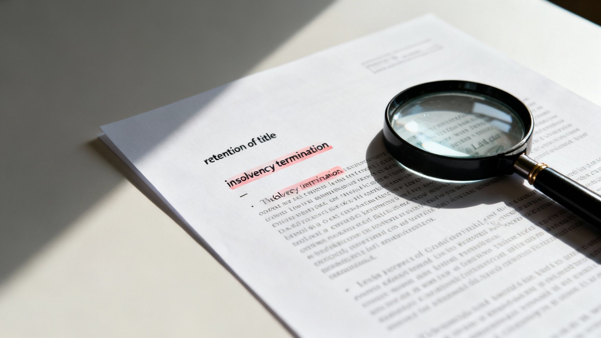 The consequences of your contract partner’s bankruptcy: what can you do? 4 A person carefully reviewing a contract with a magnifying glass
