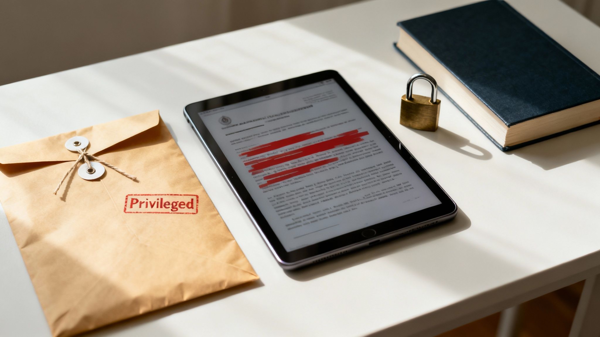 Tasakaalustatud skaala tänapäevases kontoris, mis esindab tasakaalu tõendite kättesaadavuse ja õiguskaitse vahel.