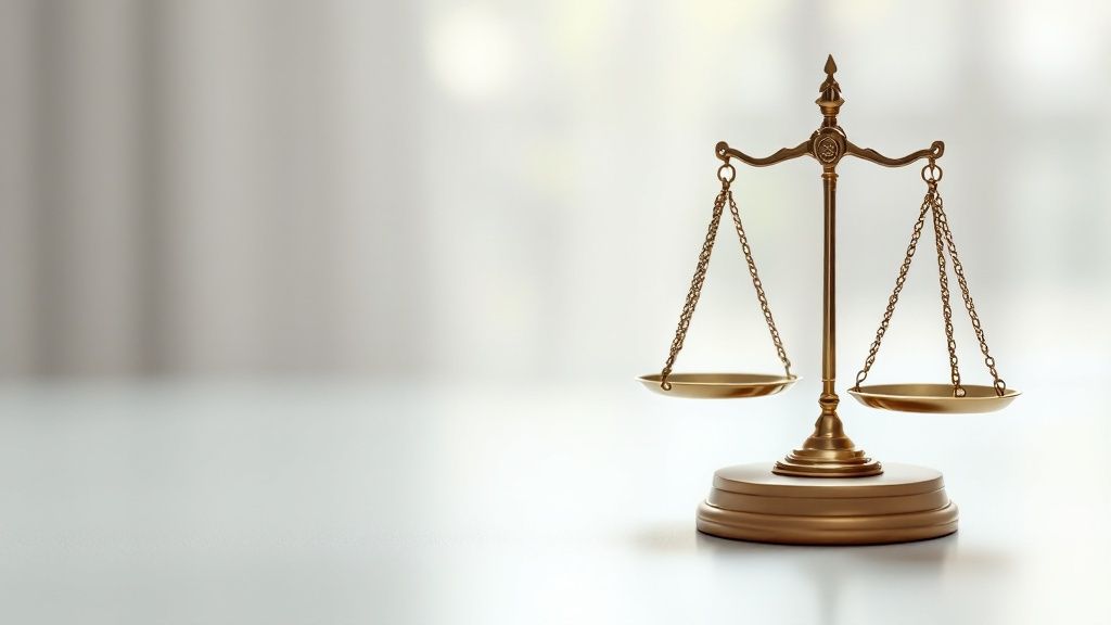 Een vergrootglas dat focust op de kleine lettertjes van een document, wat de details van aansprakelijkheid symboliseert