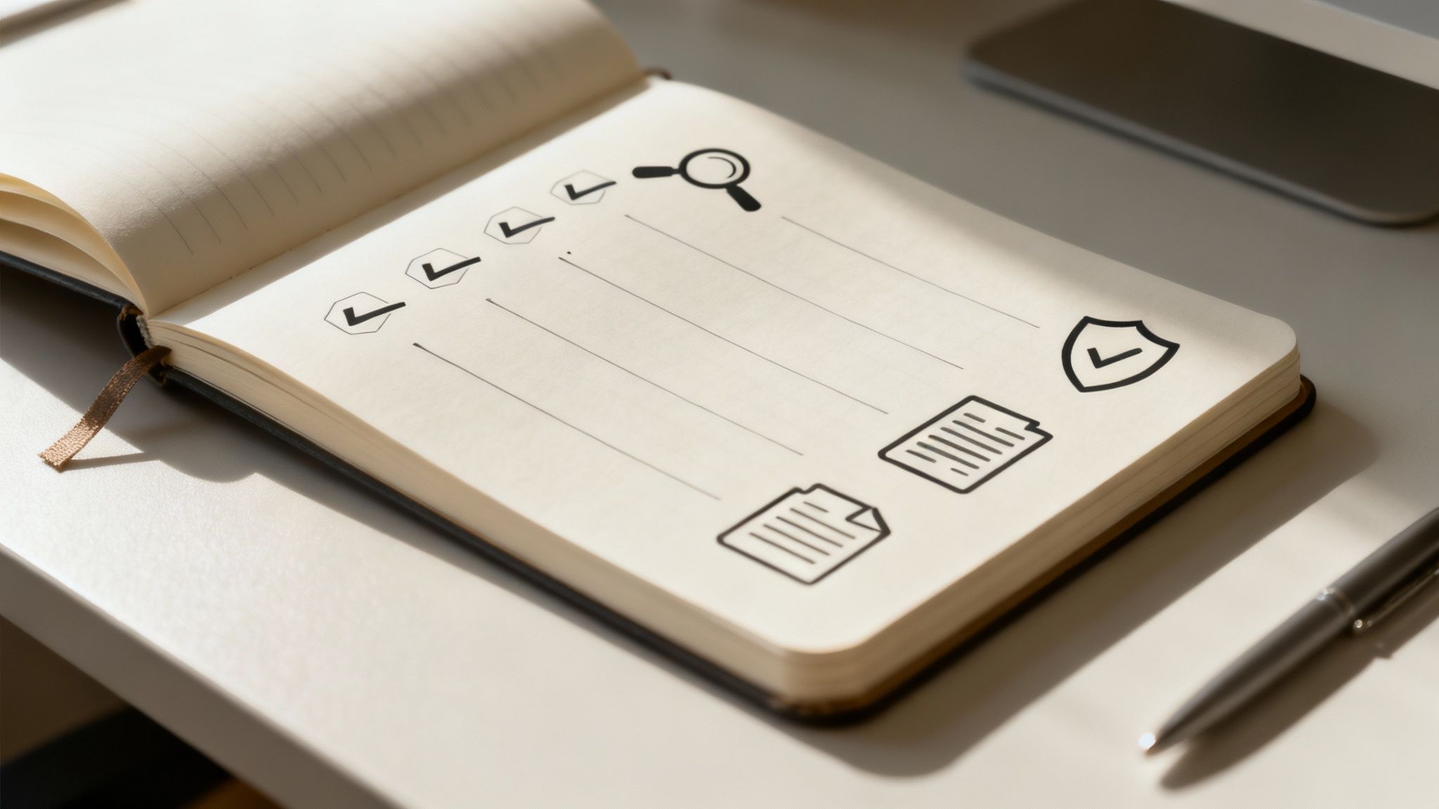 Een persoon die een checklist afvinkt op een klembord, symbool voor compliance en risicobeheer