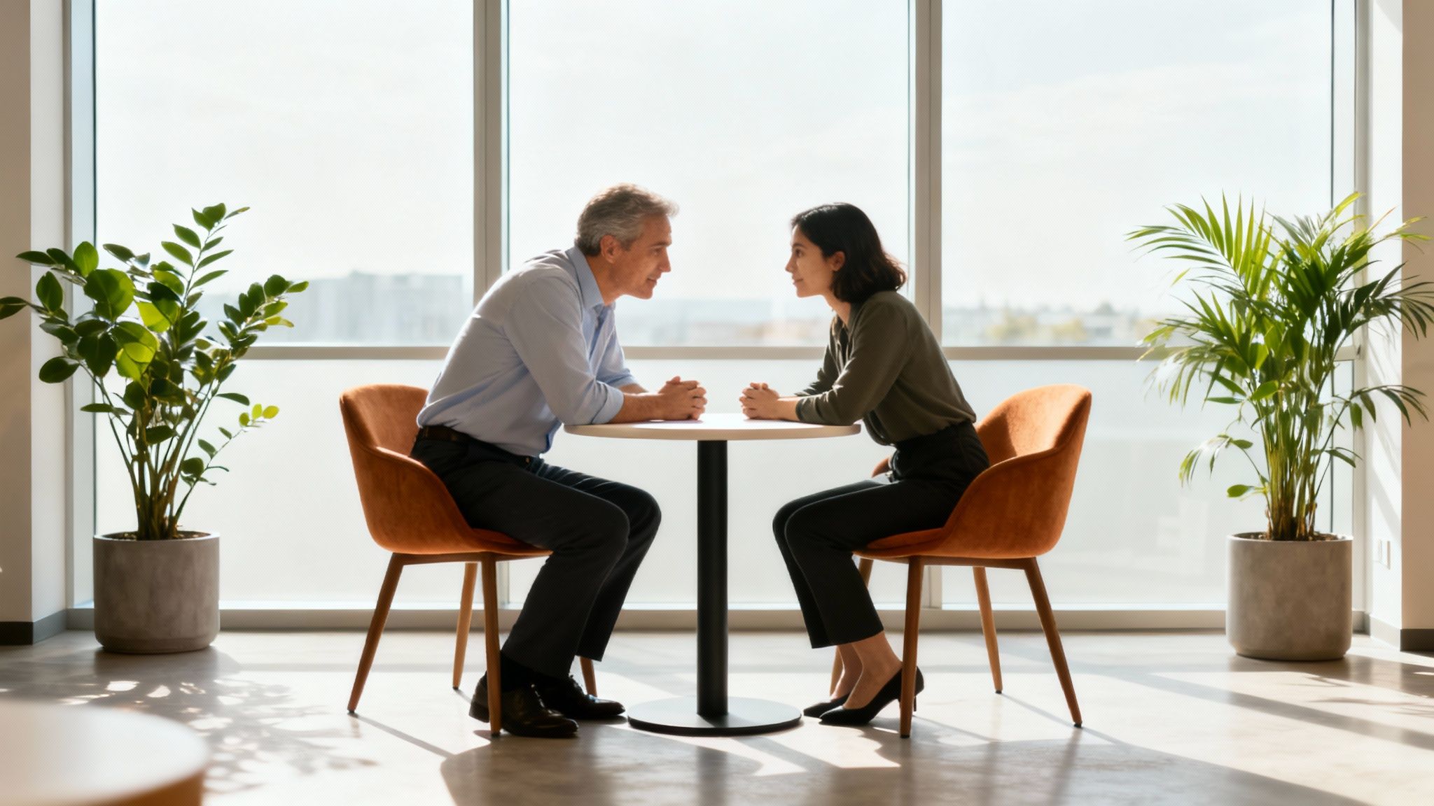 zieke werknemer of ‘quiet quitter’? de dunne lijn in het arbeidsrecht 4 Een open deur in een kantoor die uitkomt op een zonnig landschap, wat symbool staat voor een open en positieve werkcultuur.