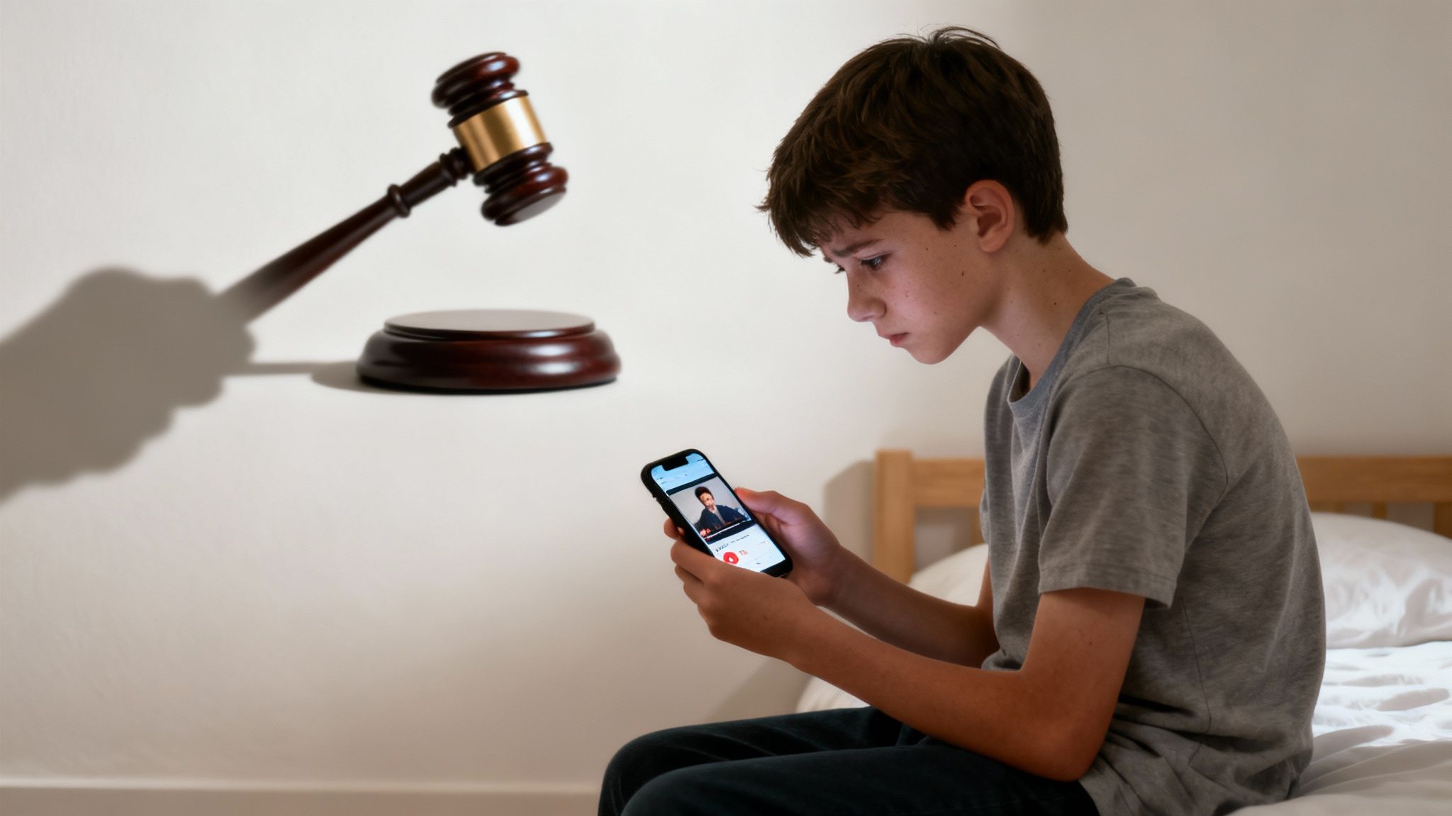 Тиктоктан сот залына: жастар және онлайн құқық бұзушылықтар 3 Қараңғы, көңілсіз фонда алаңдаушылық білдірген смартфонға қарап тұрған жас адам.