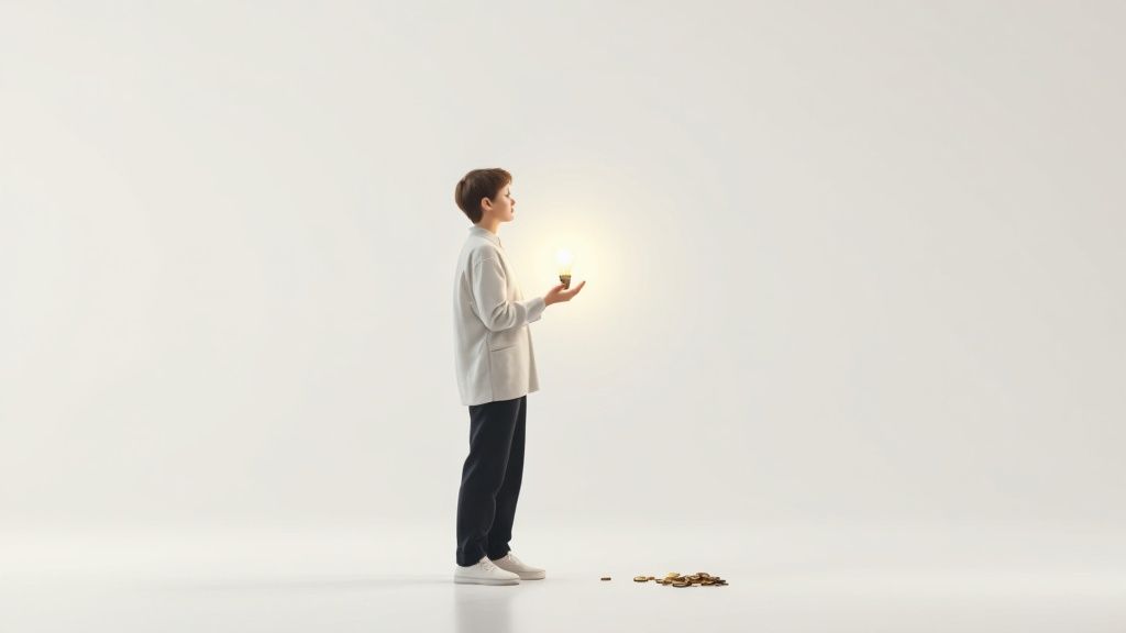 Oseba na razpotju, ki tehta prednosti in slabosti poslovne odločitve.