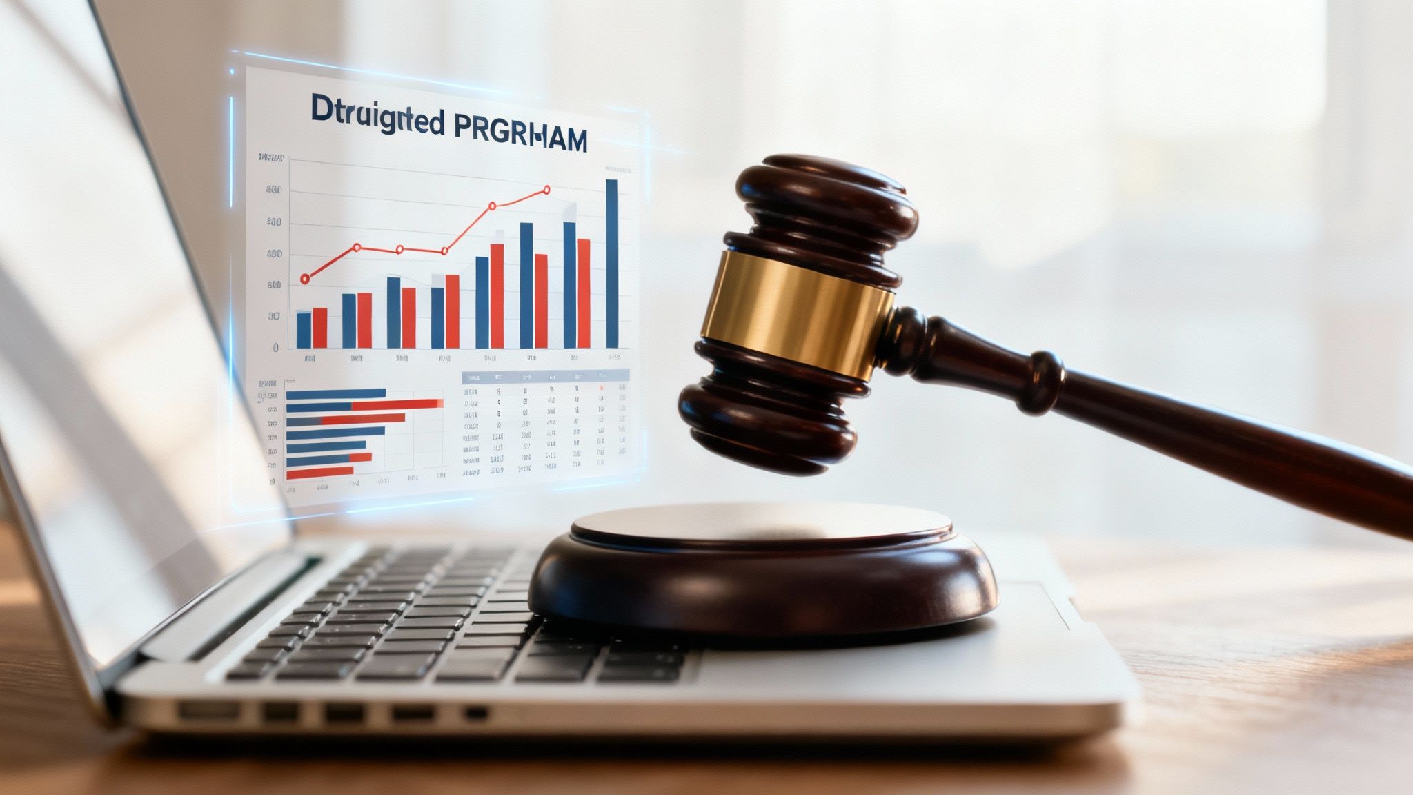 A stern-looking Dutch government building with a magnifying glass superimposed, symbolising regulatory scrutiny.