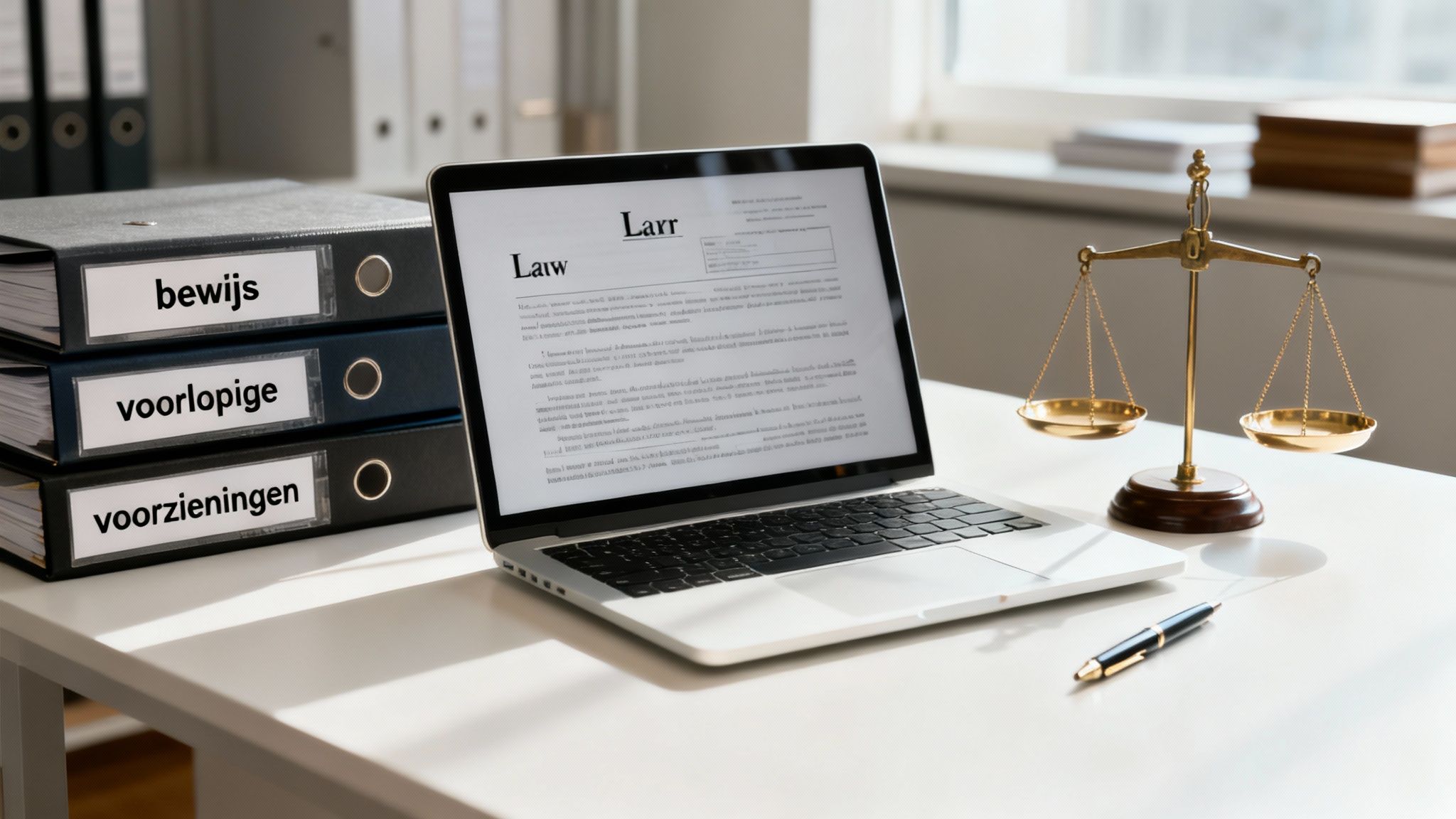 De rol van de echtscheidingsadvocaat in een vechtscheiding 2 Een advocaat die documenten doorneemt aan een bureau, wat strategie en voorbereiding symboliseert