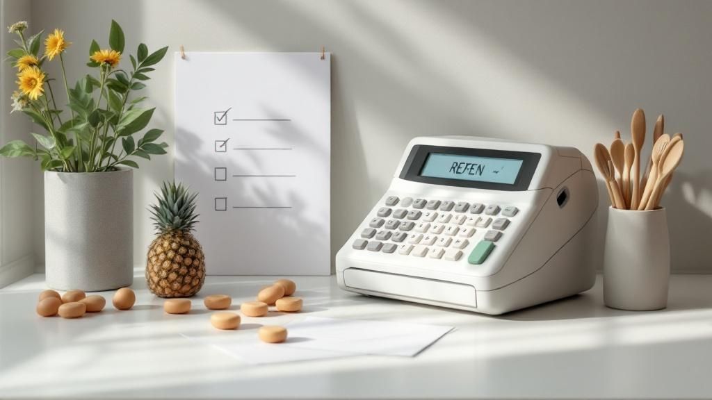 Een kalender en een rekenmachine liggen naast elkaar op een bureau, wat de jaarlijkse financiële planning symboliseert.