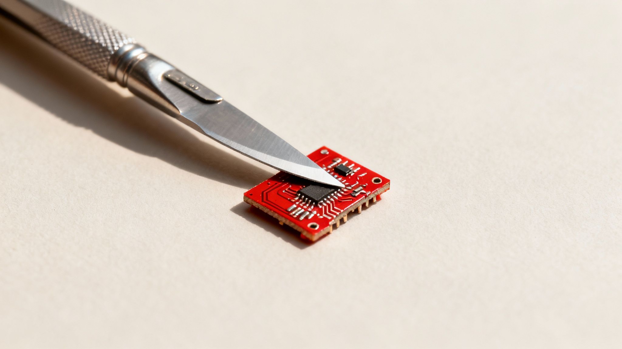 Sanctions 2025: What Businesses Must Know About Russia, Iran & China 5 A detailed microchip with lines of light representing data, symbolising targeted technology sanctions against China