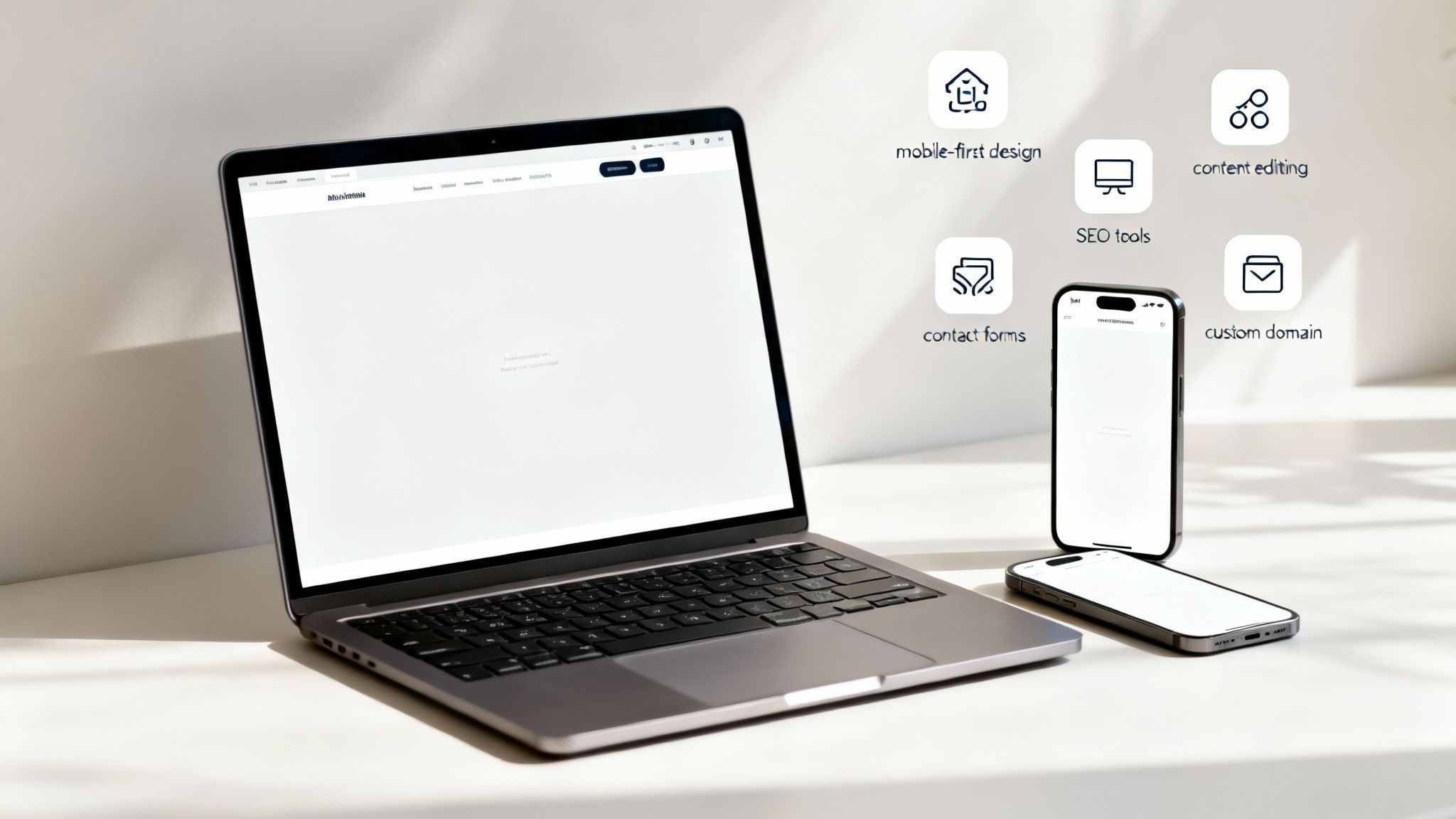 Stylized image of website design elements on a grid layout.