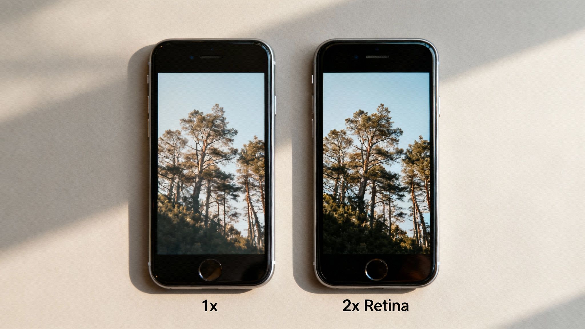 A person holding a smartphone and a tablet, with a laptop in the background, showing how images need to adapt to different screens.