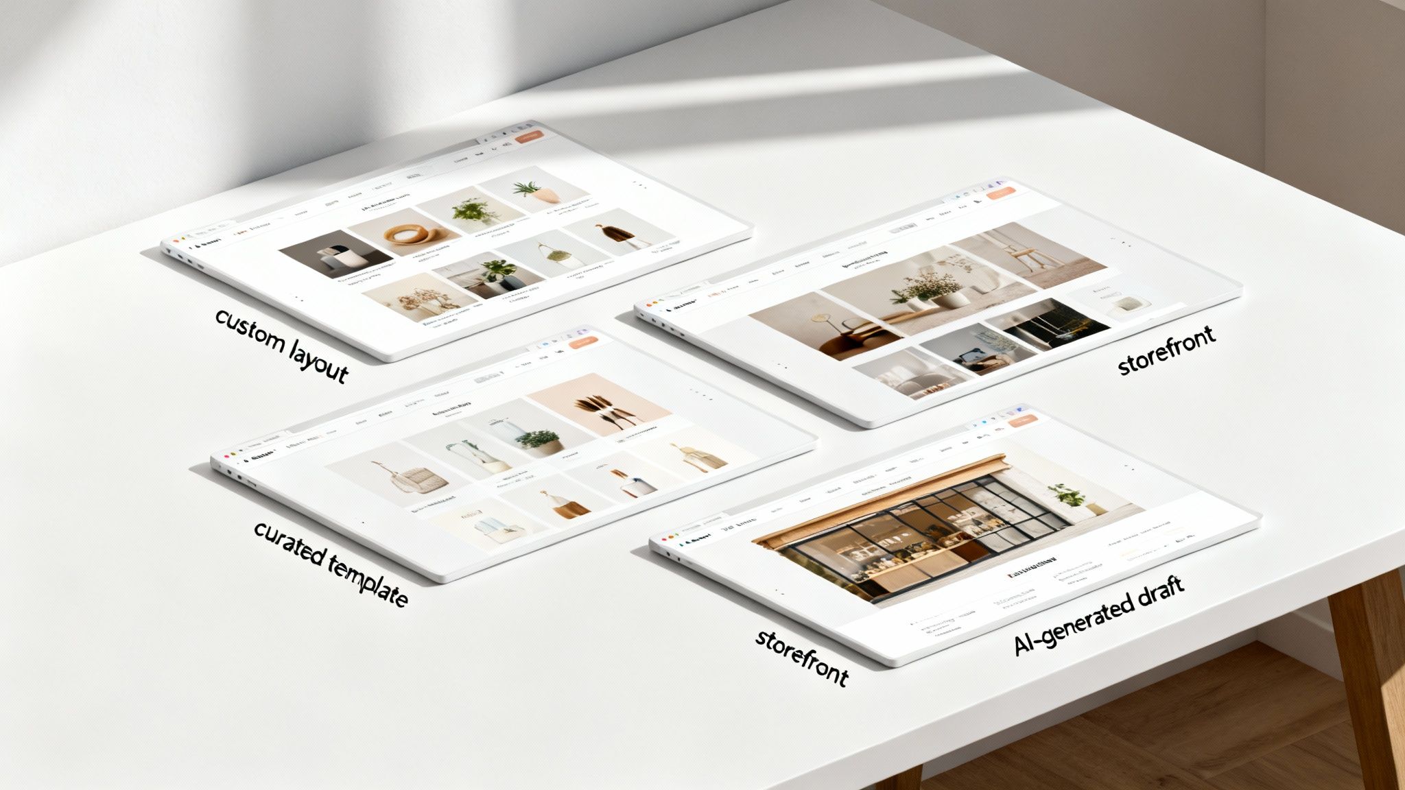 A digital illustration showing logos of different website builders on floating screens.