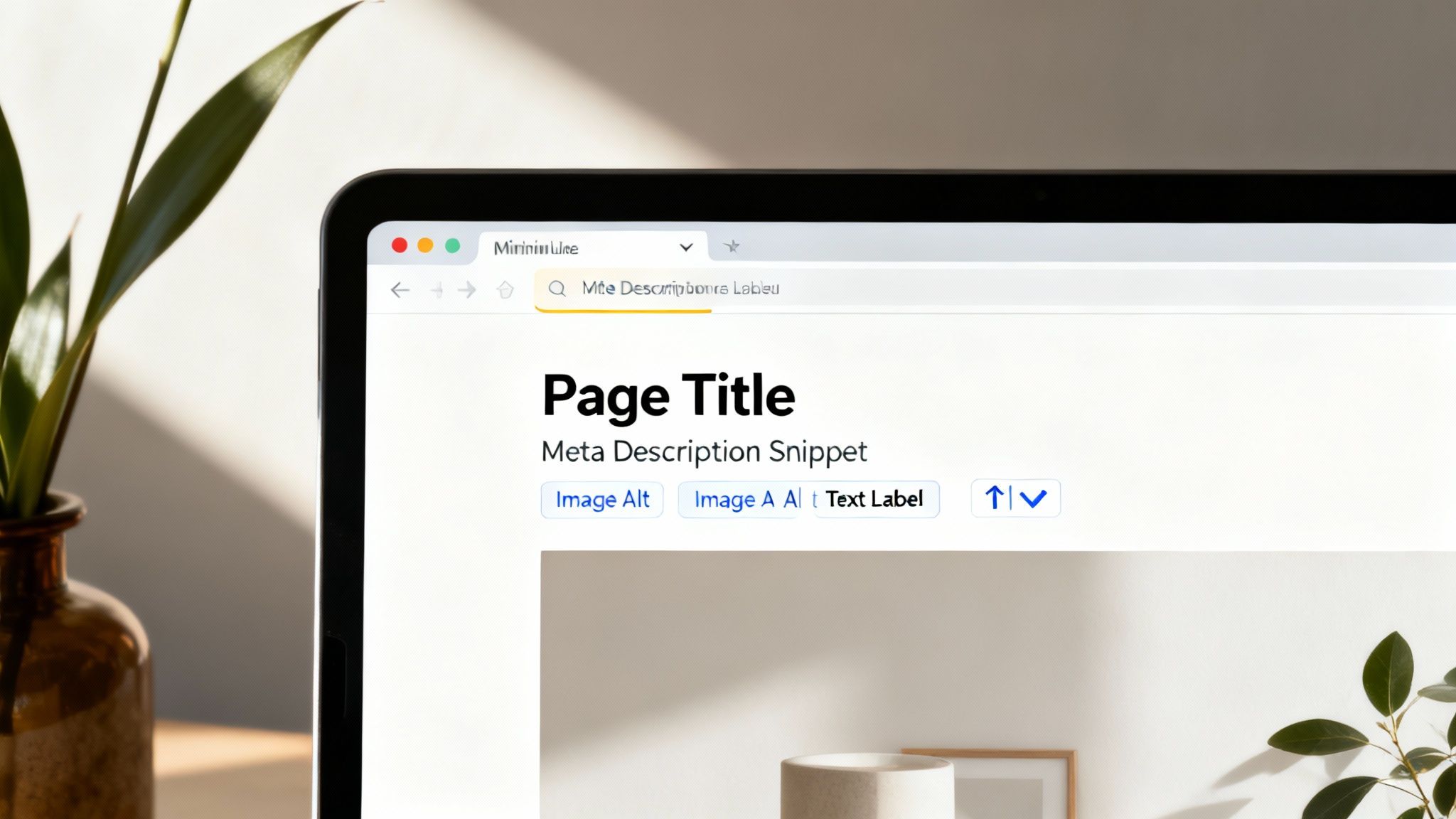 A person working on a laptop with charts and graphs in the background, illustrating SEO analysis