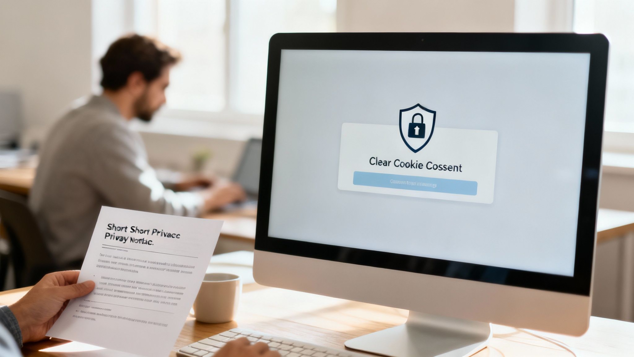 A lock icon superimposed over a bar chart, symbolizing data privacy and analytics.