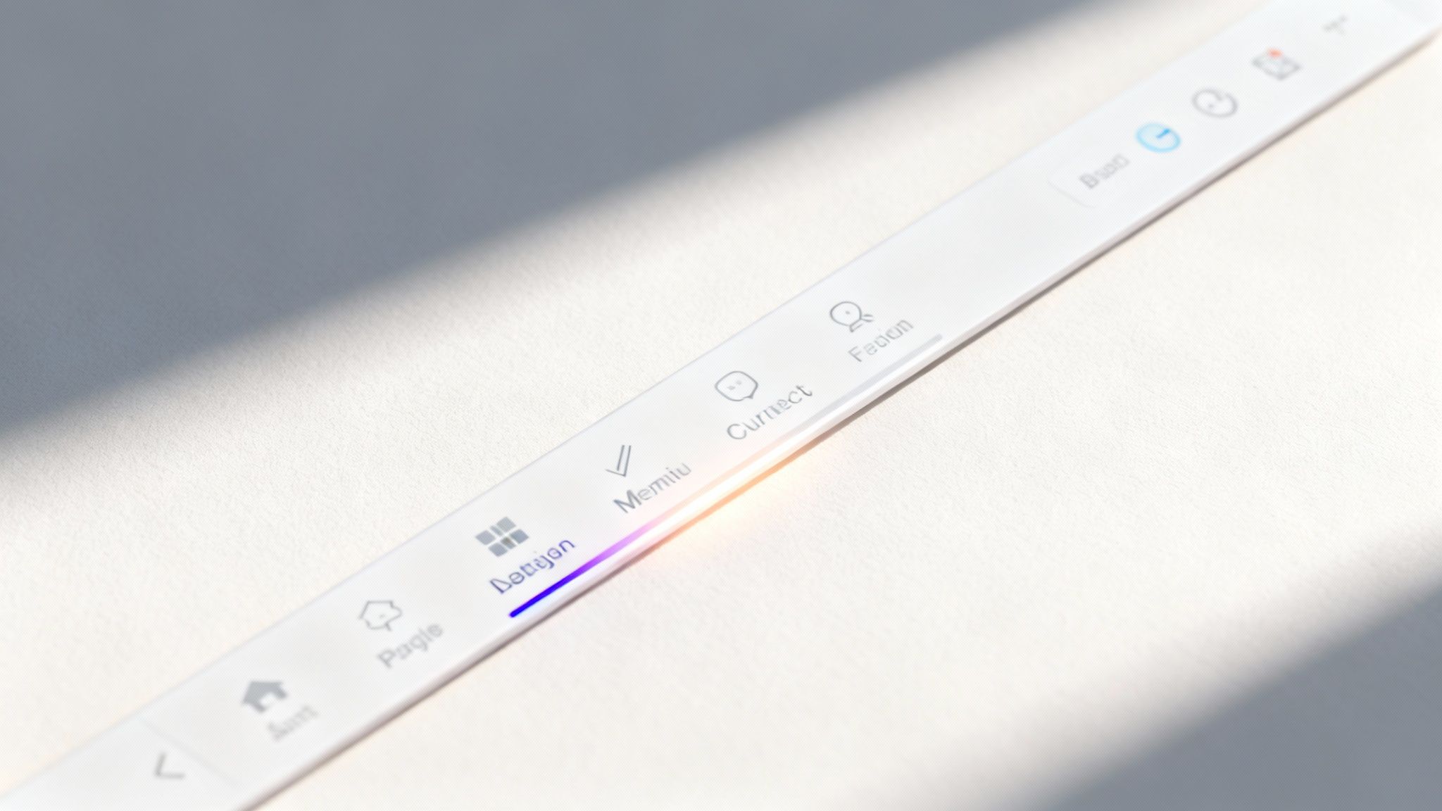 Modern website navigation menu design showing Dropbox, Twitter, Fusion and Connect options with colorful gradient progress bar