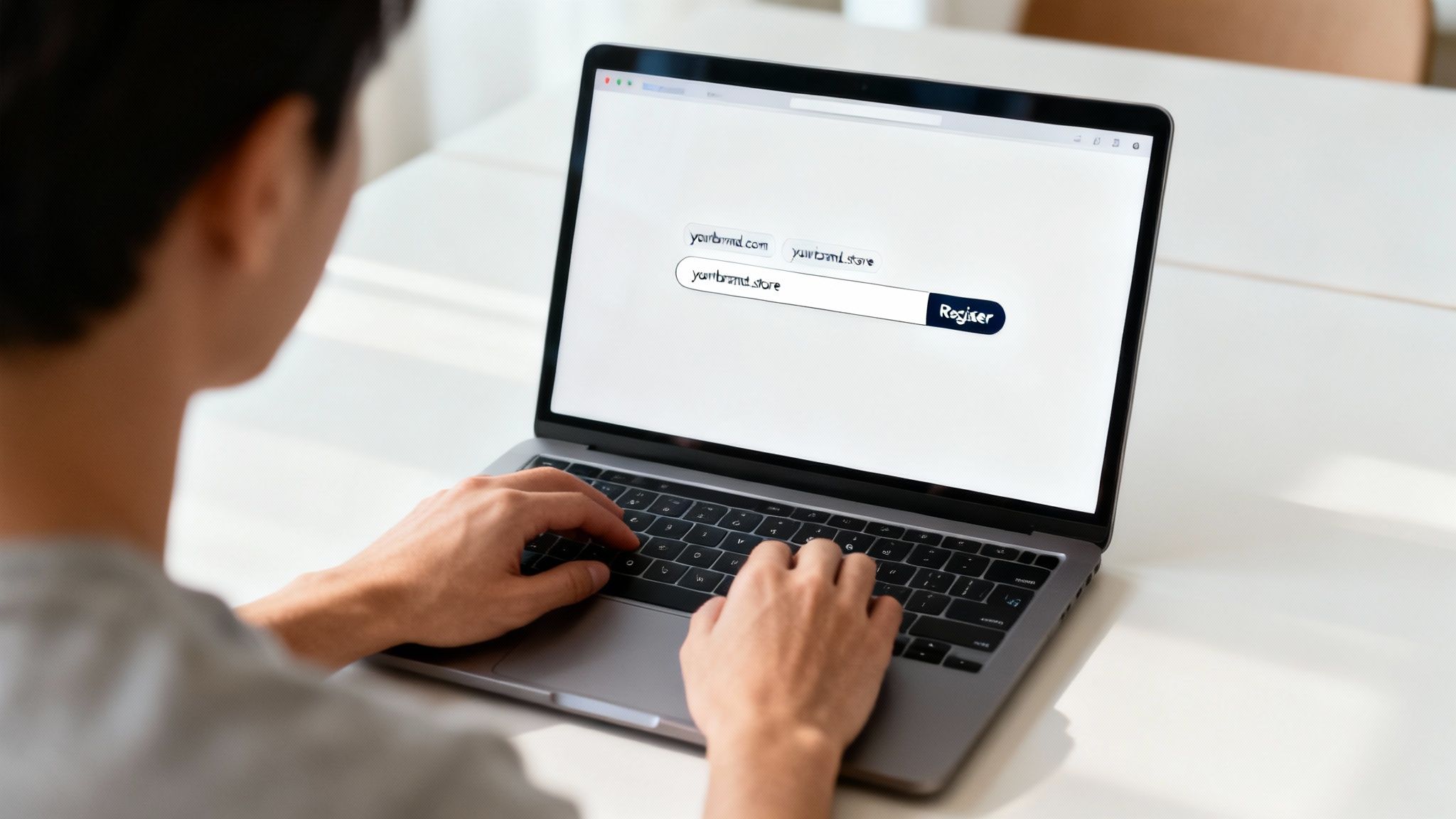 A collection of various domain extension signs, such as .io, .store, .photo, and .de, showing the diversity of options beyond .com.