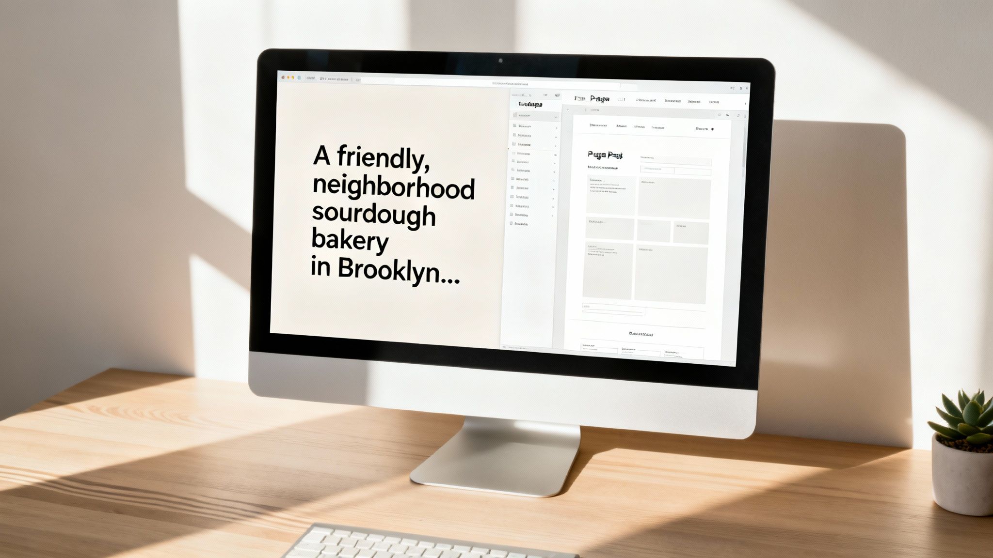 A friendly, rustic-looking bakery website on a laptop screen