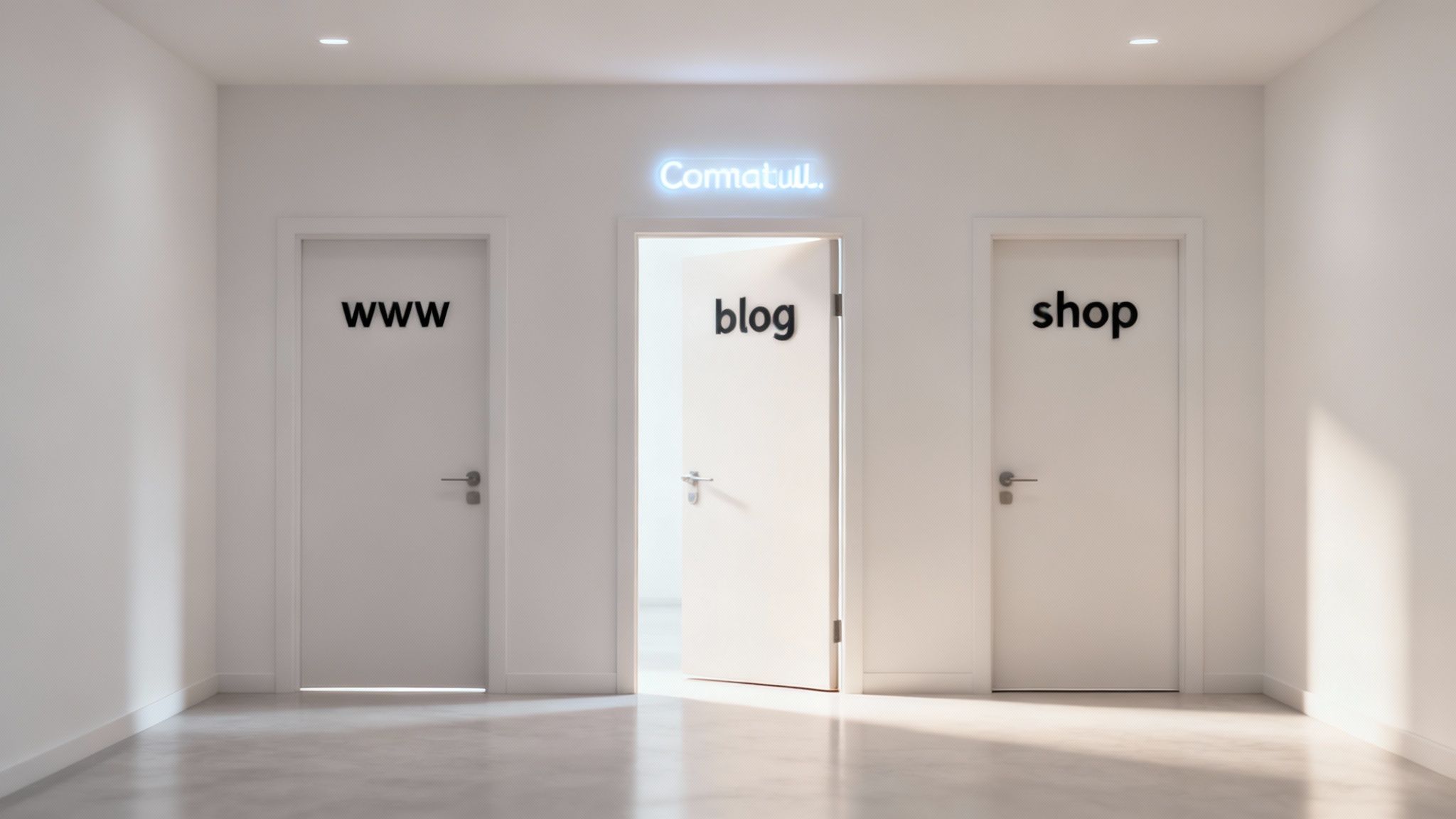 An abstract visual representing domain hierarchy, with a main domain branching into several subdomains.