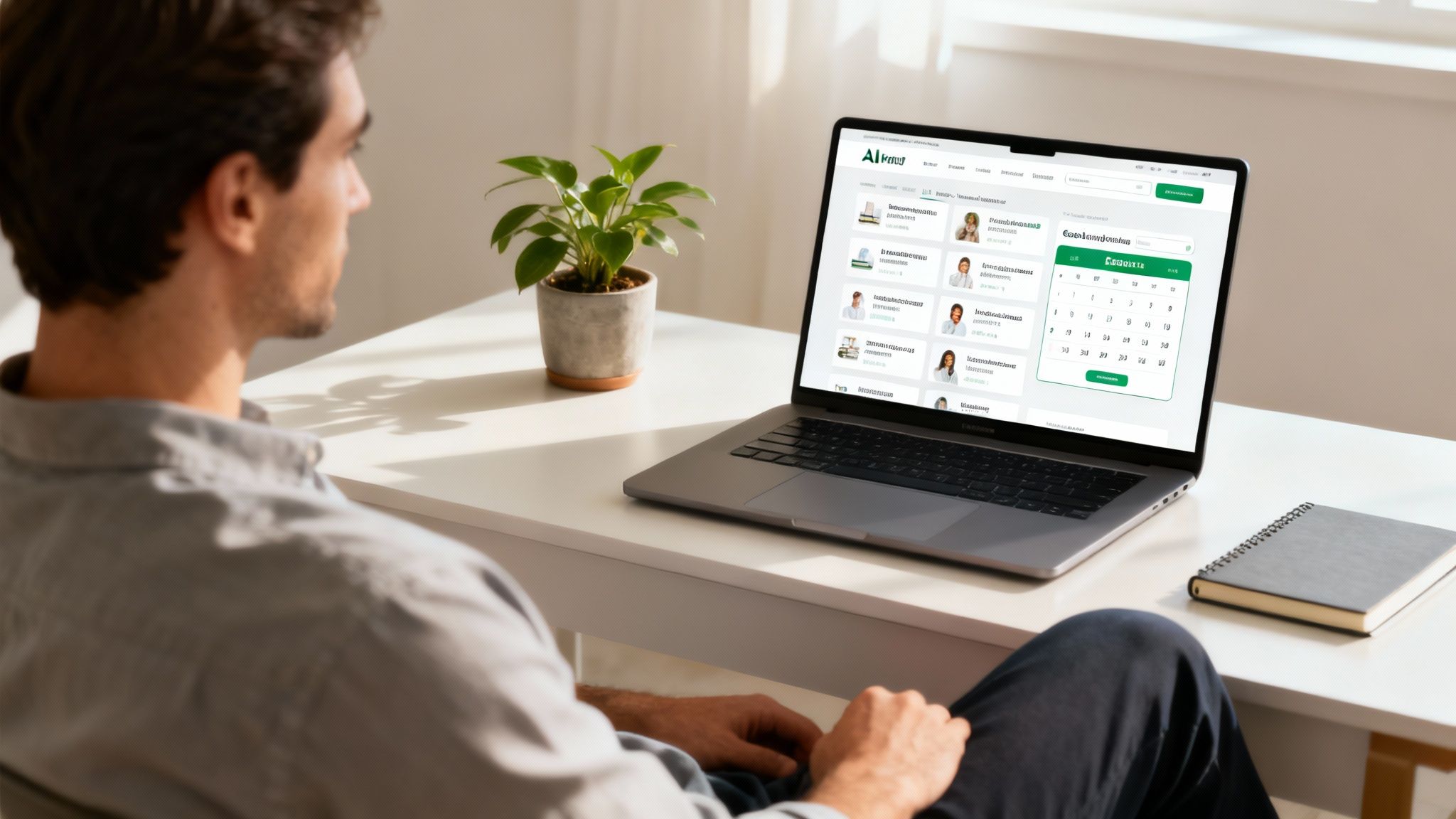 A professional website on a tablet screen, created with an AI website creator.