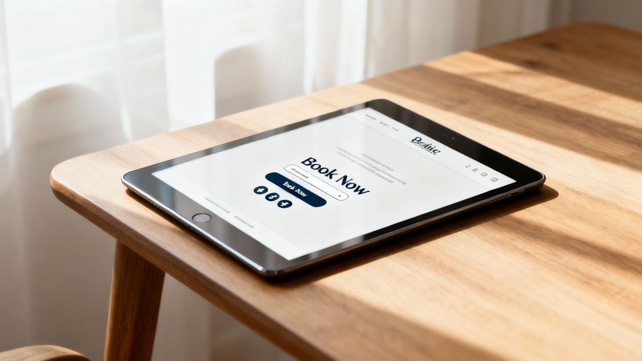 A laptop screen showing a booking system integrated into a small business website.