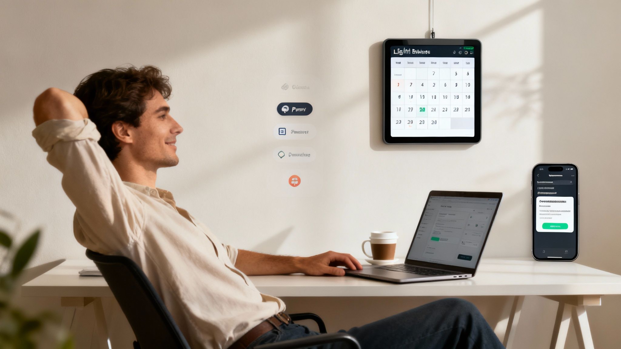 A person using a laptop and phone to manage bookings for their small business.