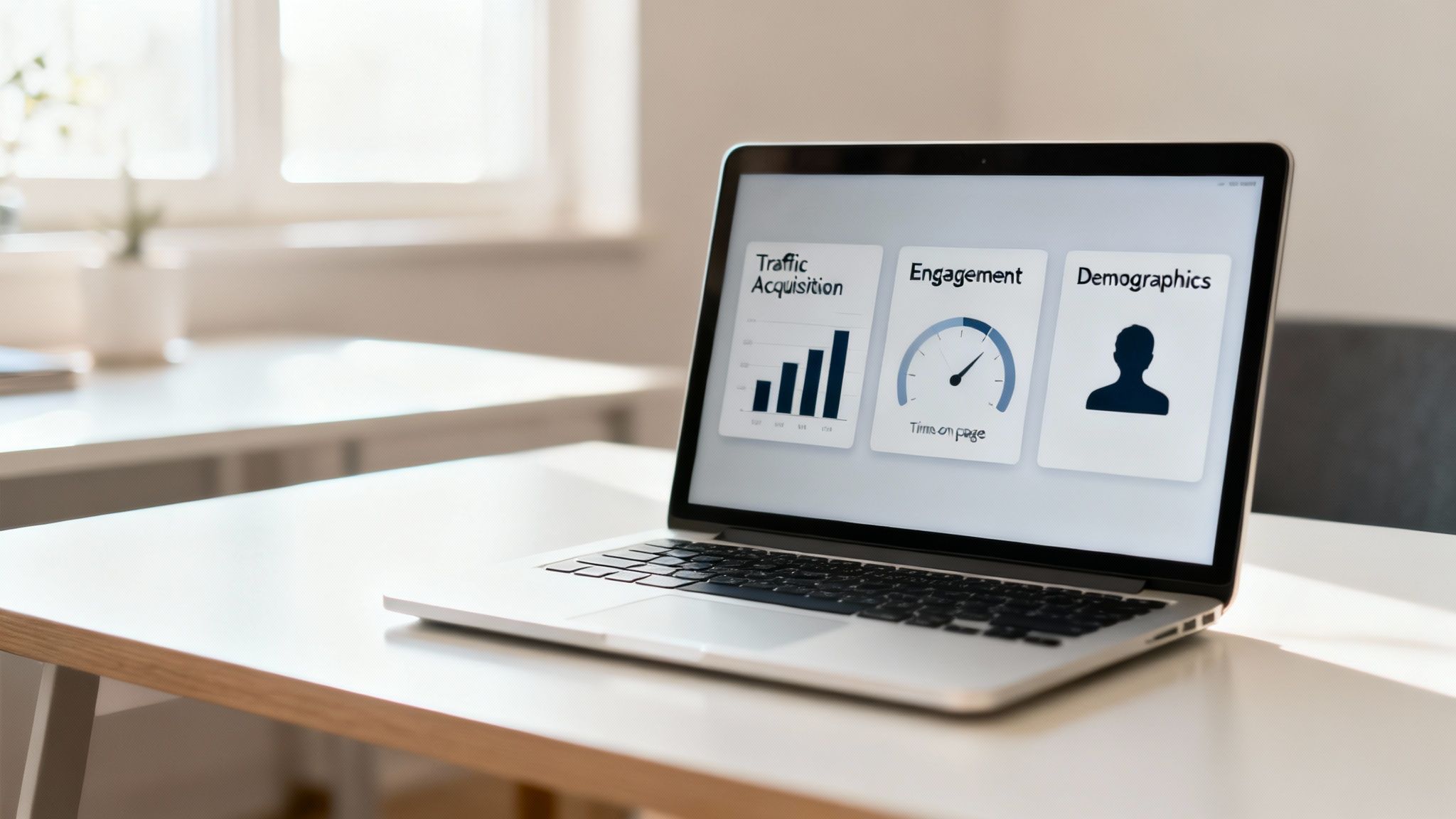 An abstract visualization of various charts and graphs from Google Analytics reports