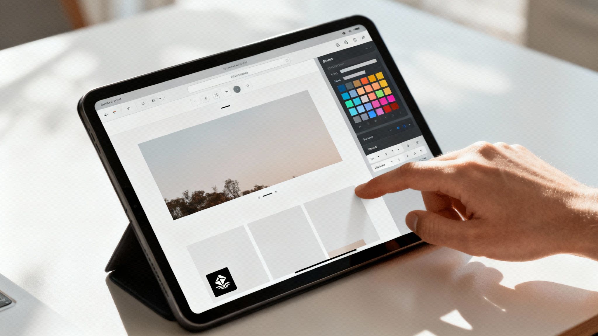 Person customizing a website on a laptop.
