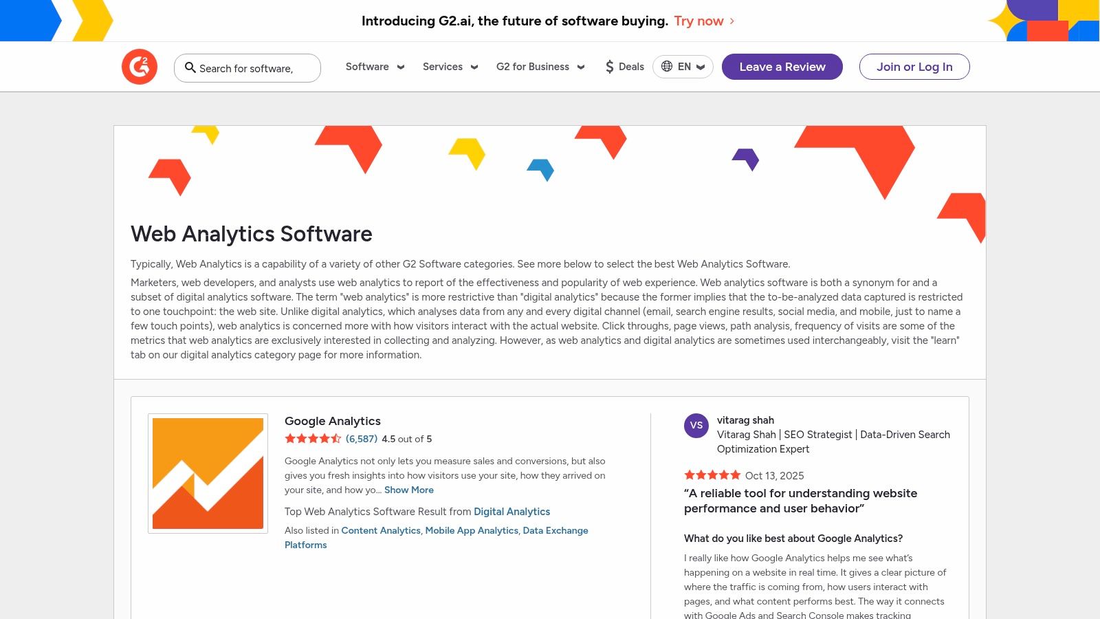 G2 (Web Analytics category)