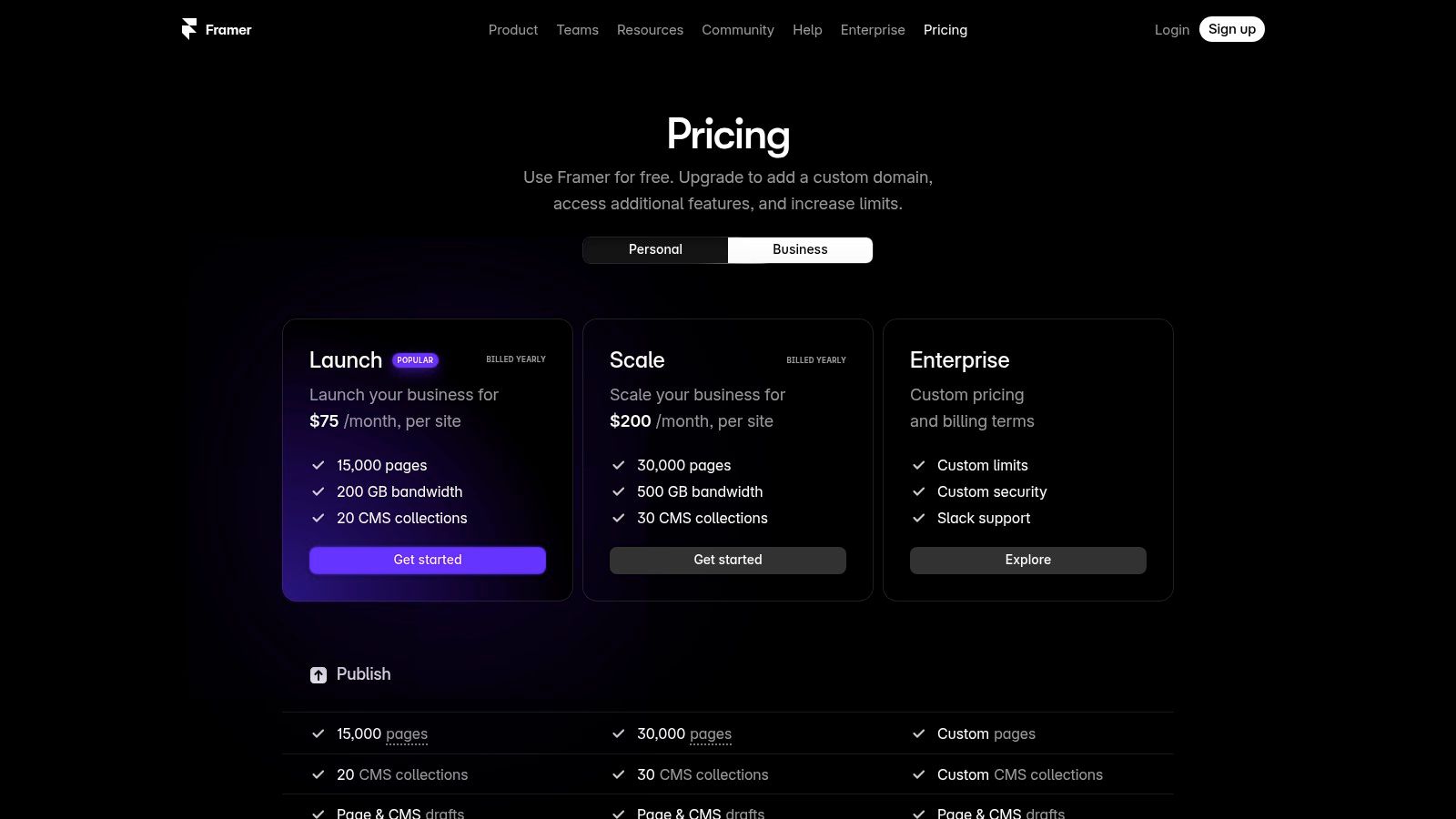 Framer – “Generate a website with AI” + modern design system