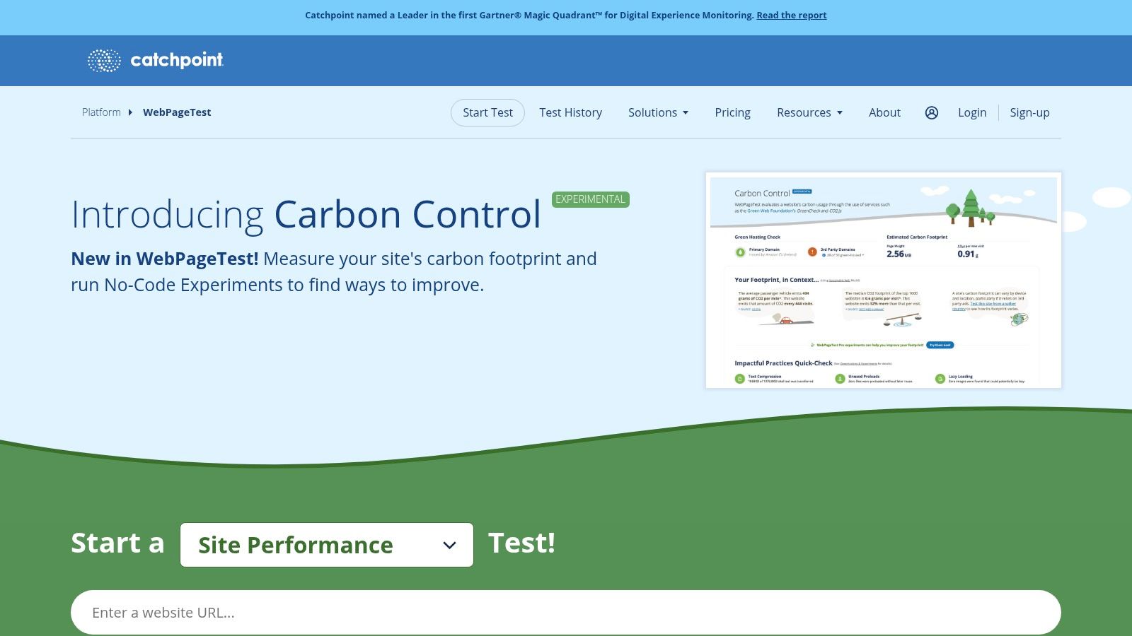 WebPageTest interface showing detailed performance results