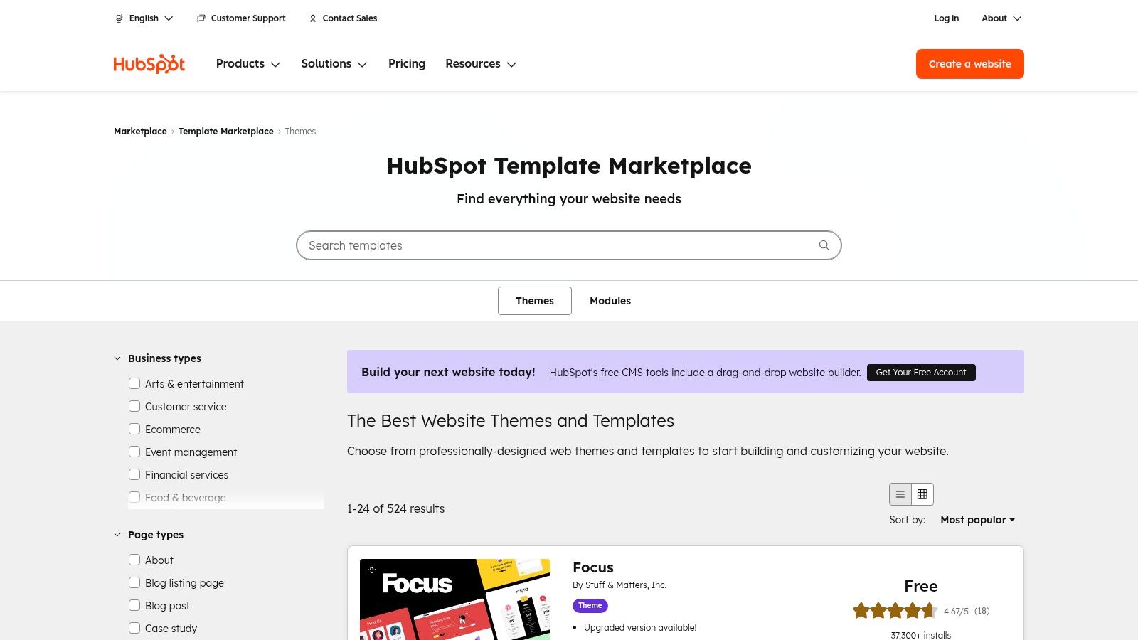 HubSpot Website Themes Marketplace