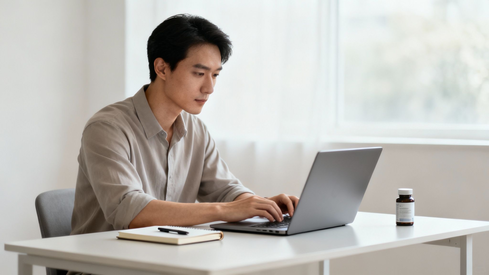 A person working at a desk with improved focus, symbolizing the benefits of focus supplements for adults