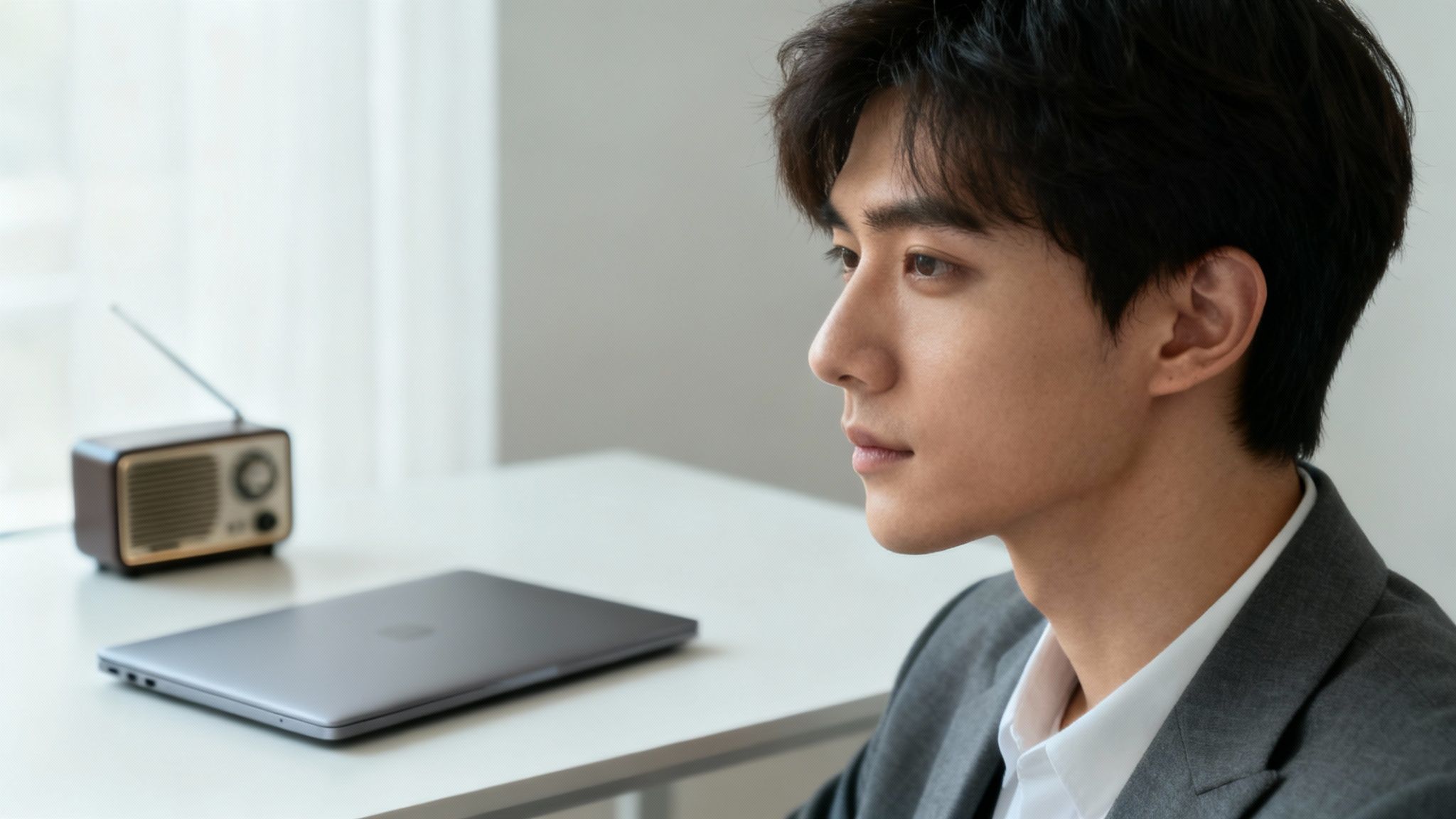 A person sitting at a desk, focused and writing in a notebook, with a laptop and a plant nearby, symbolizing a clear and productive state of mind.