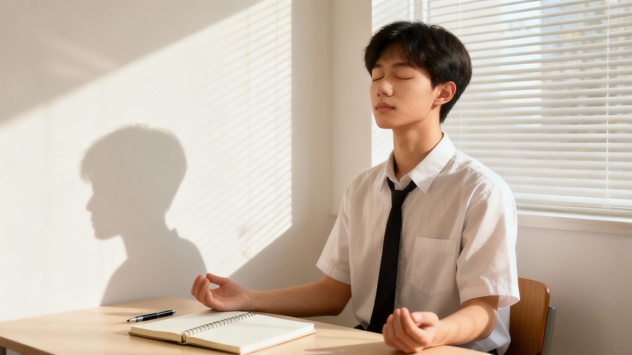 A student practicing mindfulness to improve concentration