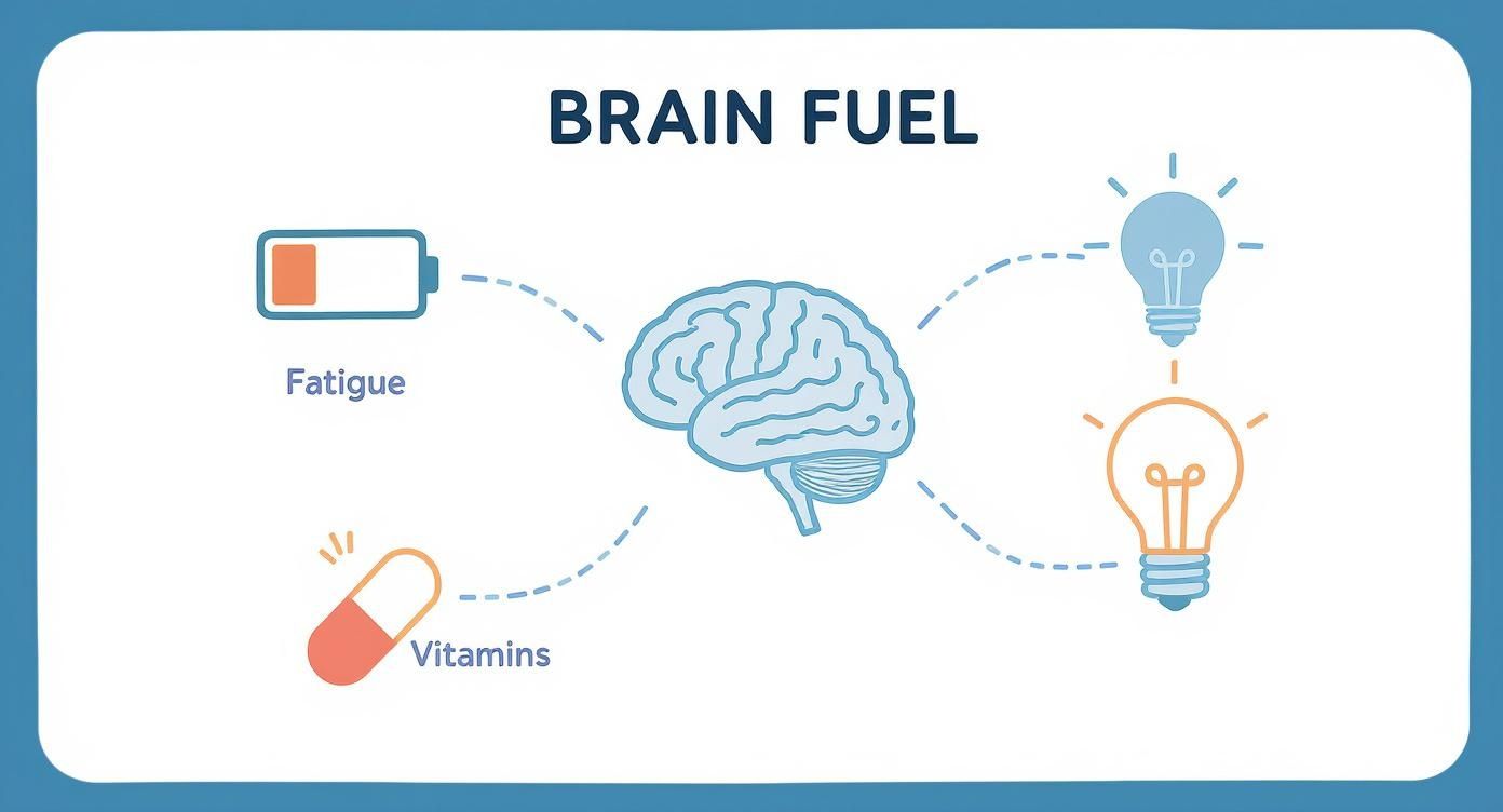 Infographic about energy and focus vitamins