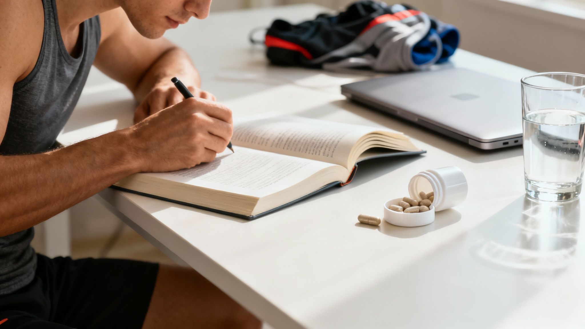 A person looking calm and focused, enjoying a steady flow of energy throughout their day.