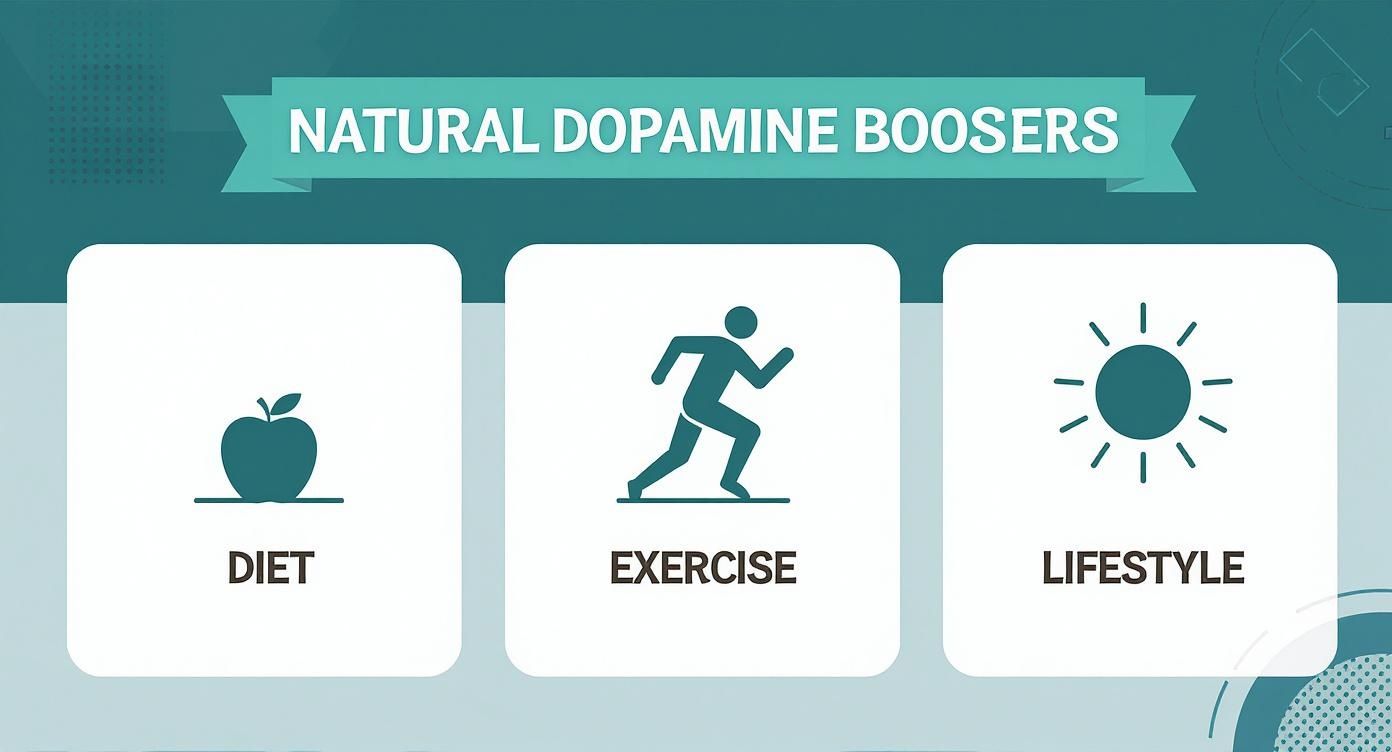Infographic about how to increase dopamine naturally