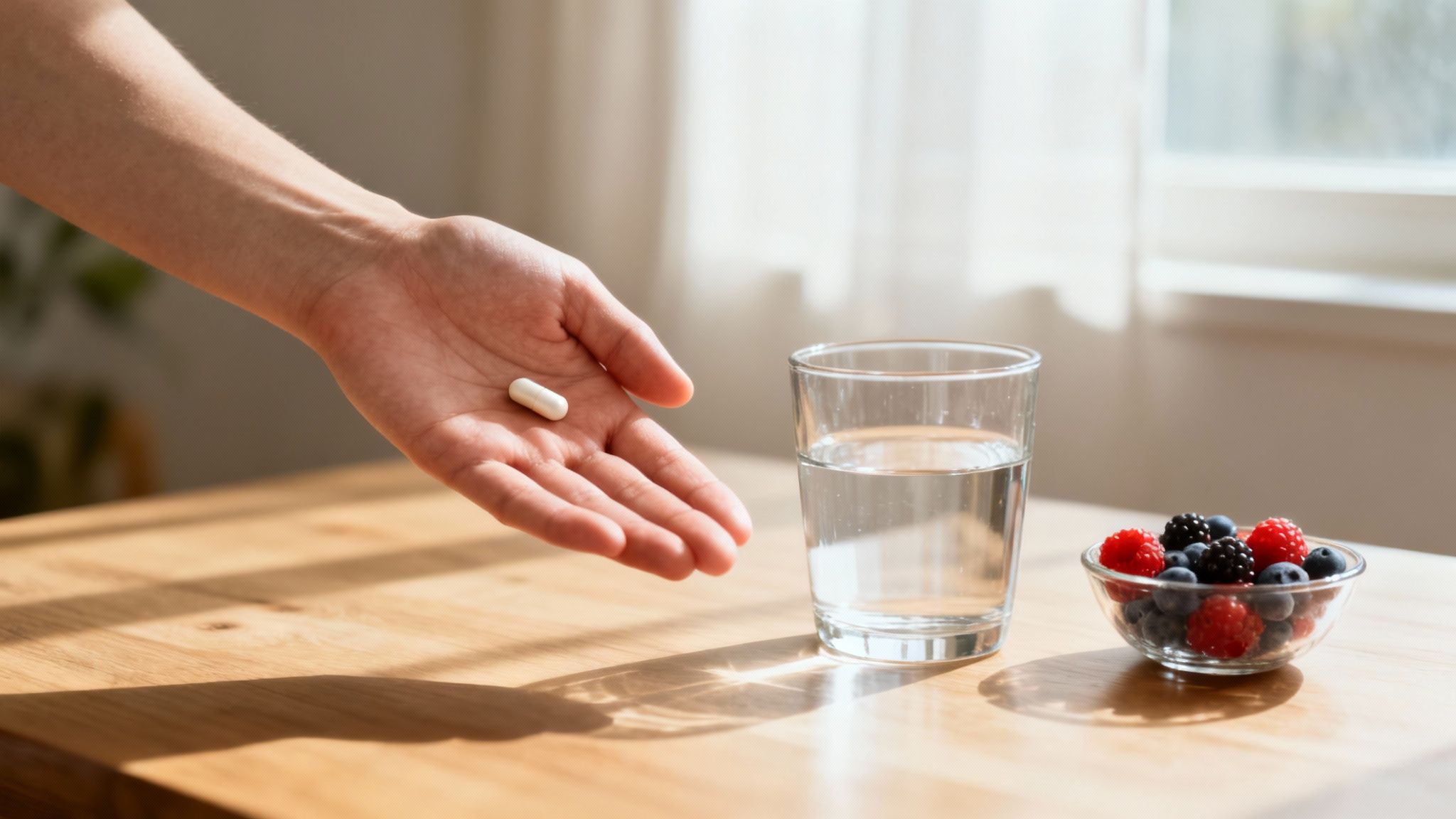 A person meditating outdoors, symbolizing a brain-healthy lifestyle with supplements.