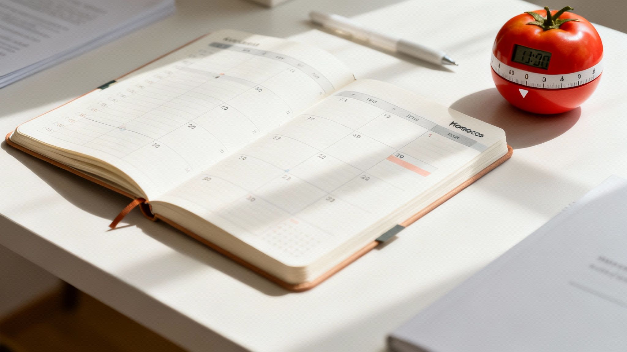 A student creating a study routine in a planner