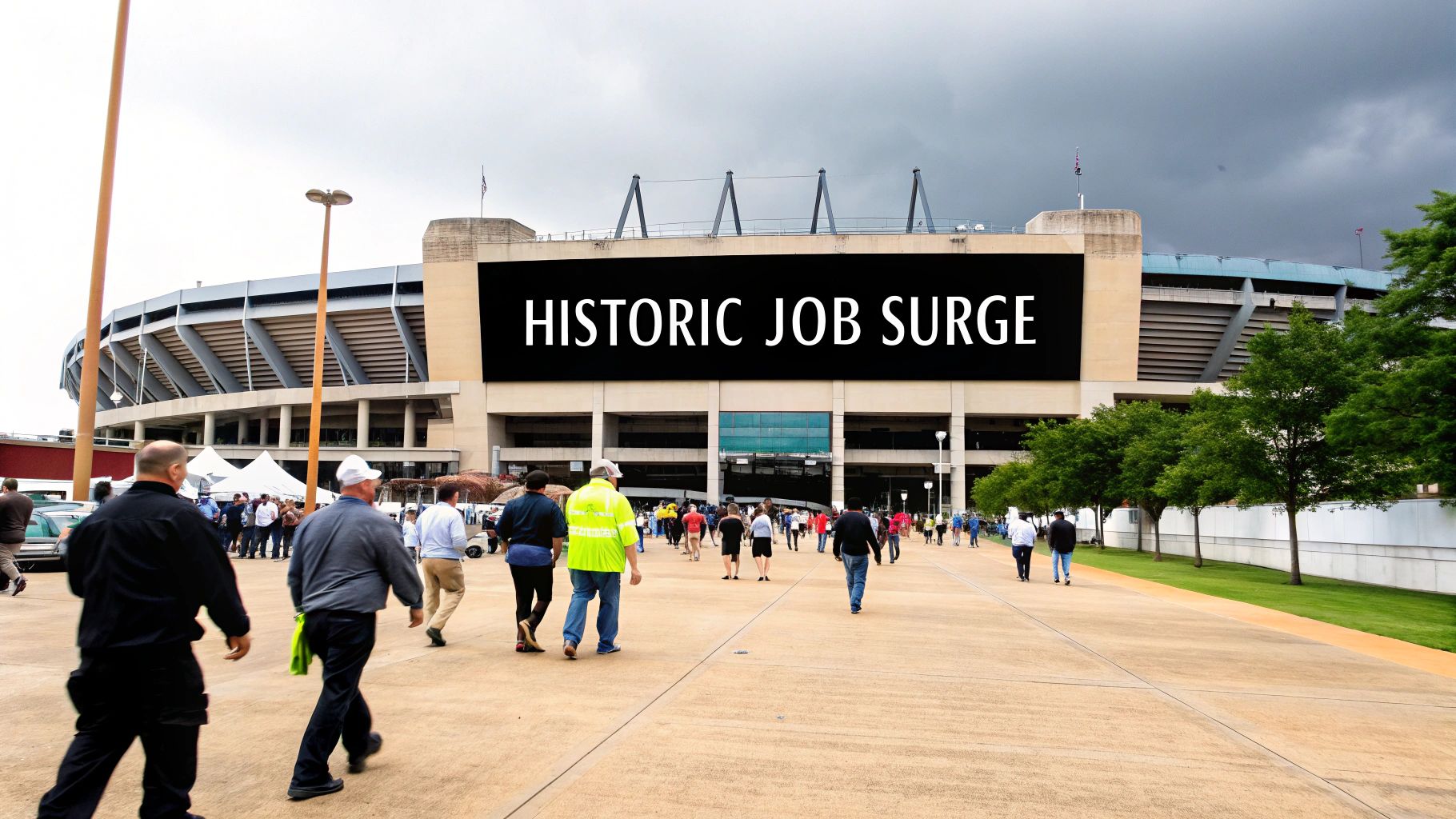 FIFA World Cup 2026 trophy with a stadium in the background.