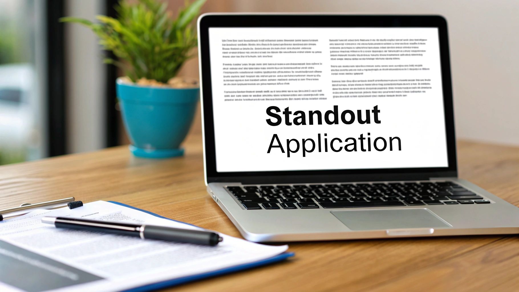 A person in a business suit shaking hands with another person across a desk.