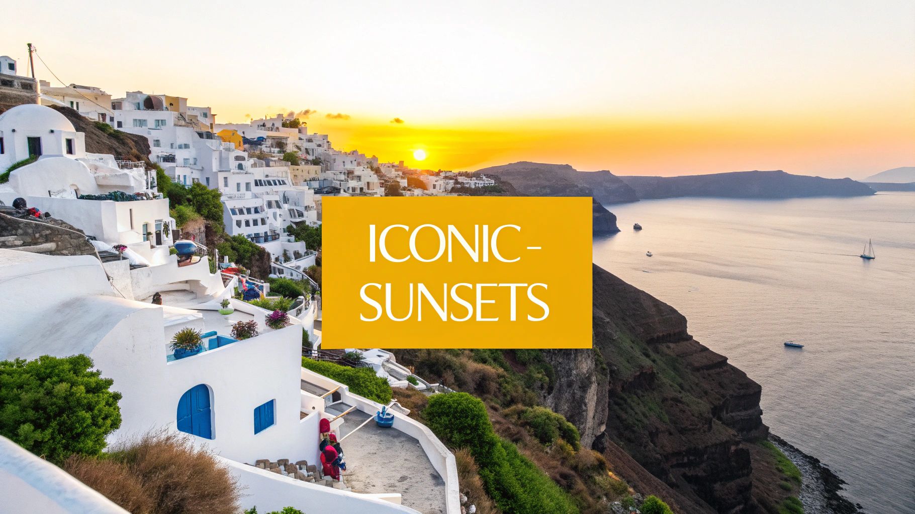 Whitewashed buildings and blue domes of Santorini overlooking the Aegean Sea