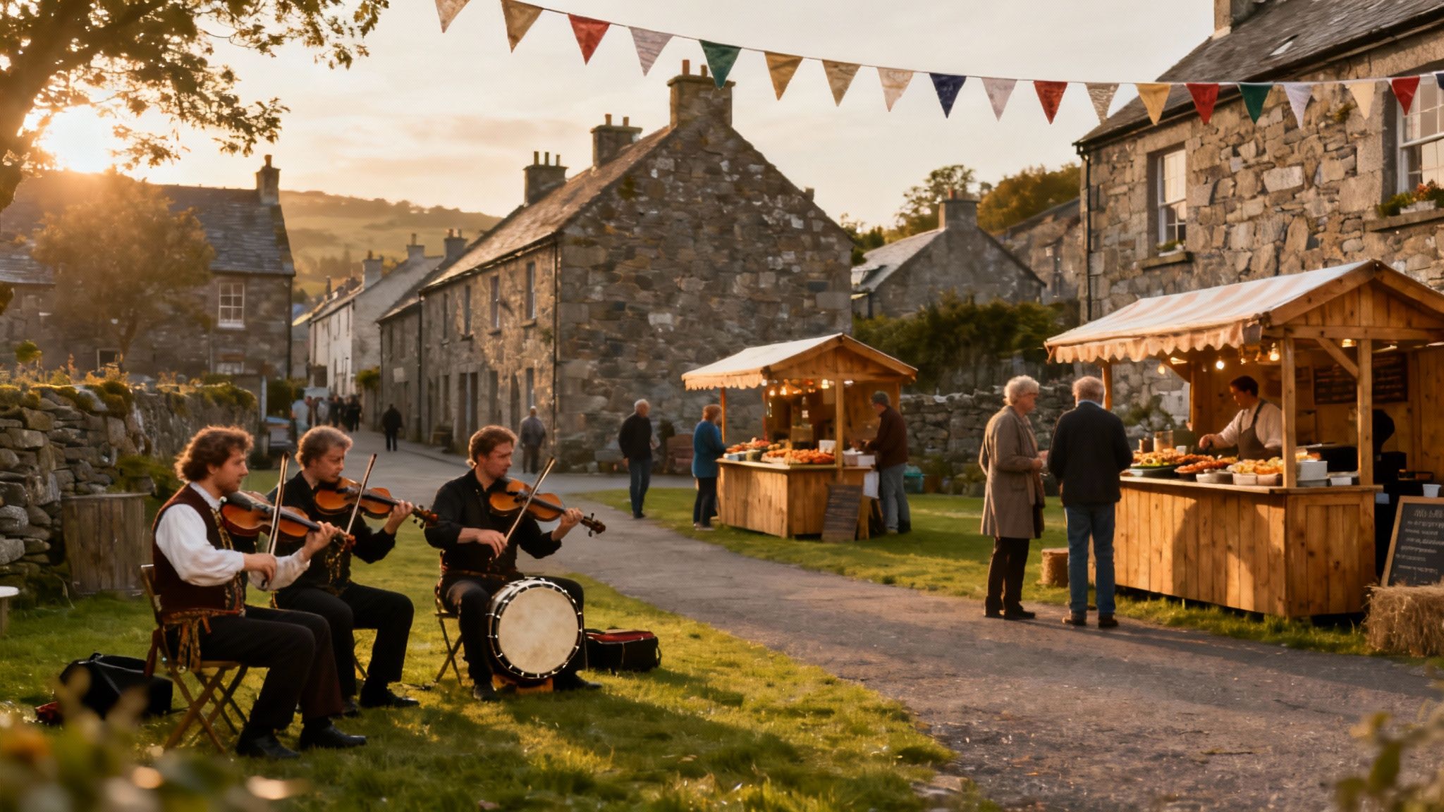 People dancing at a traditional Irish festival